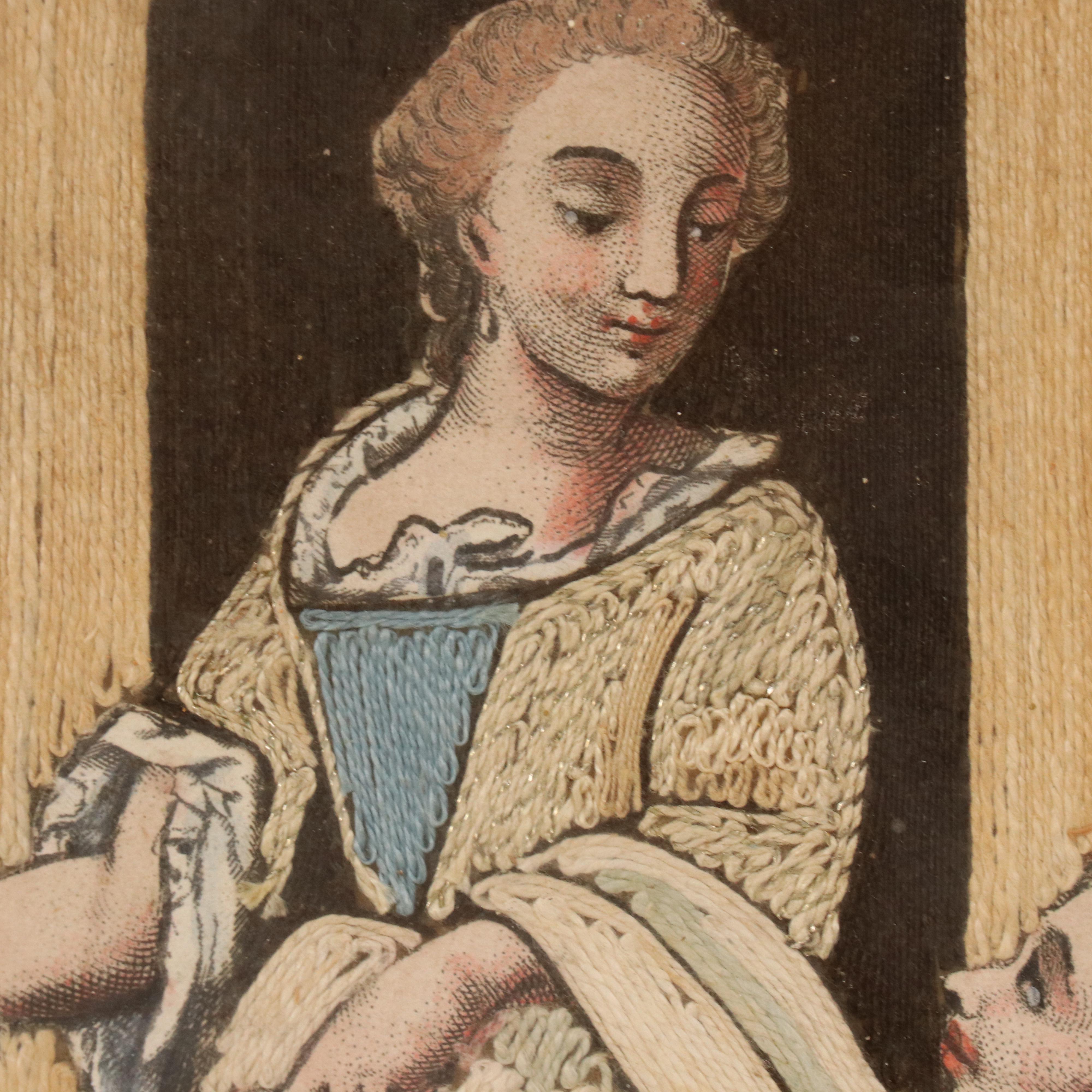 Antique Italian Silk Needlework "Opus Misericordie Corporalis"