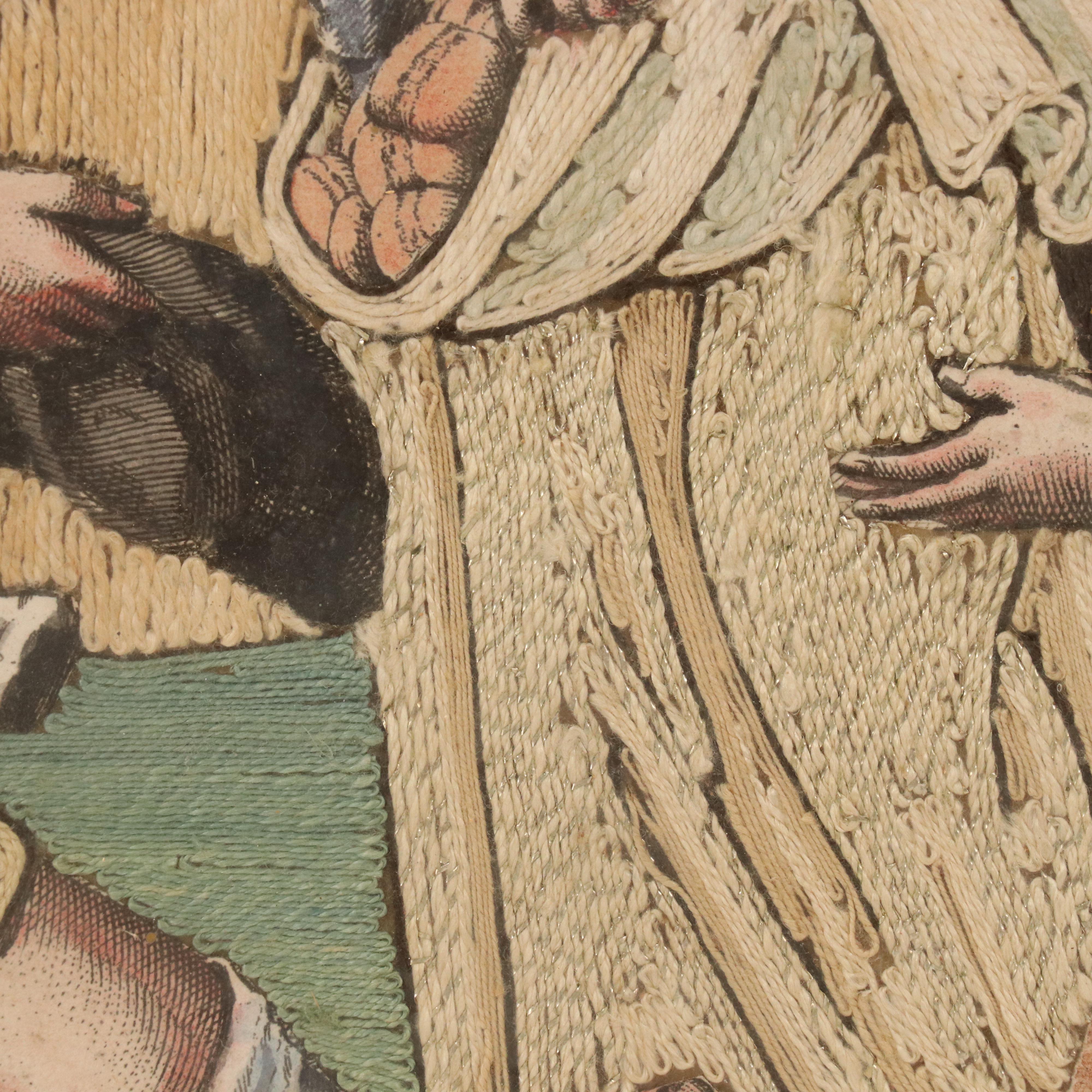 Antique Italian Silk Needlework "Opus Misericordie Corporalis"