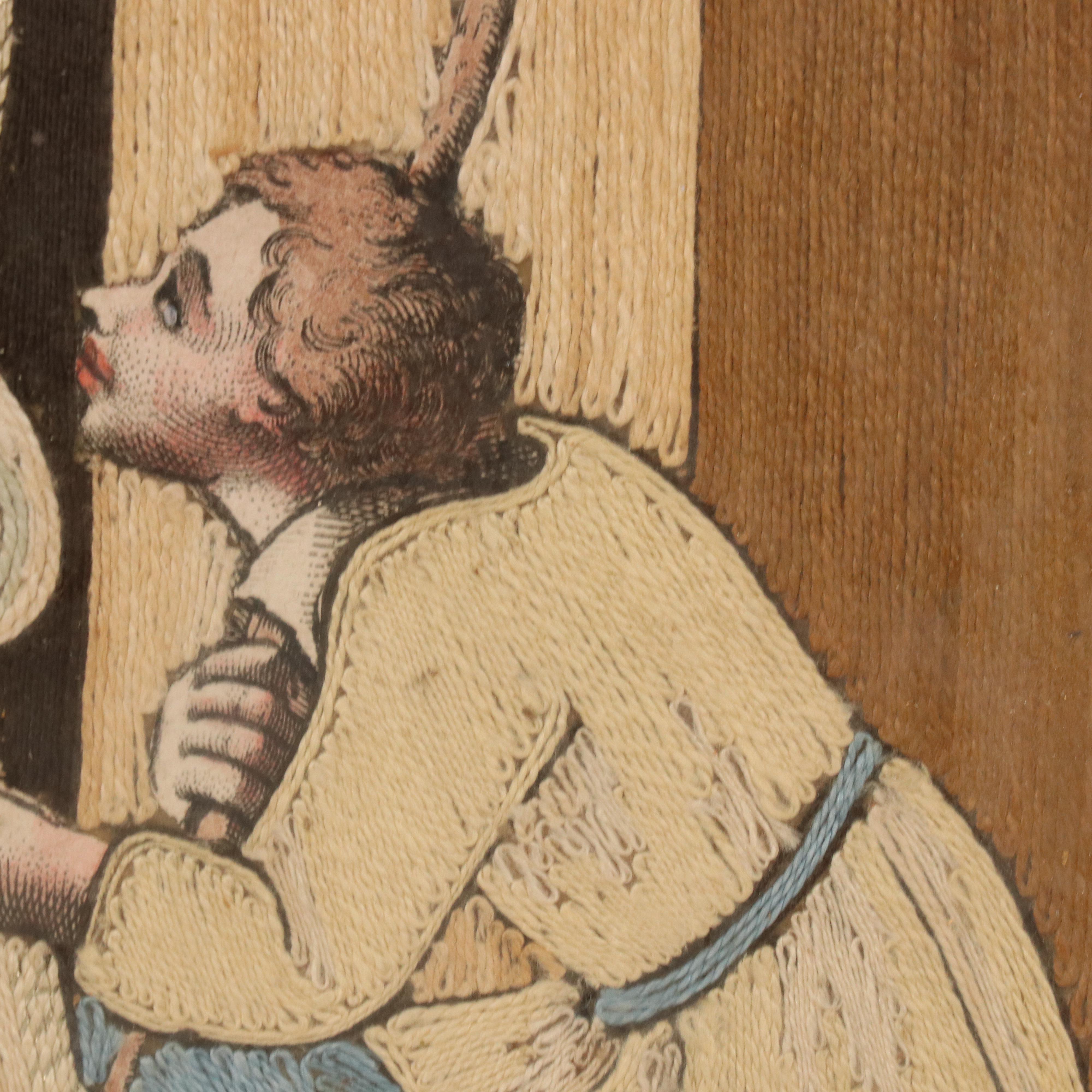 Antique Italian Silk Needlework "Opus Misericordie Corporalis"