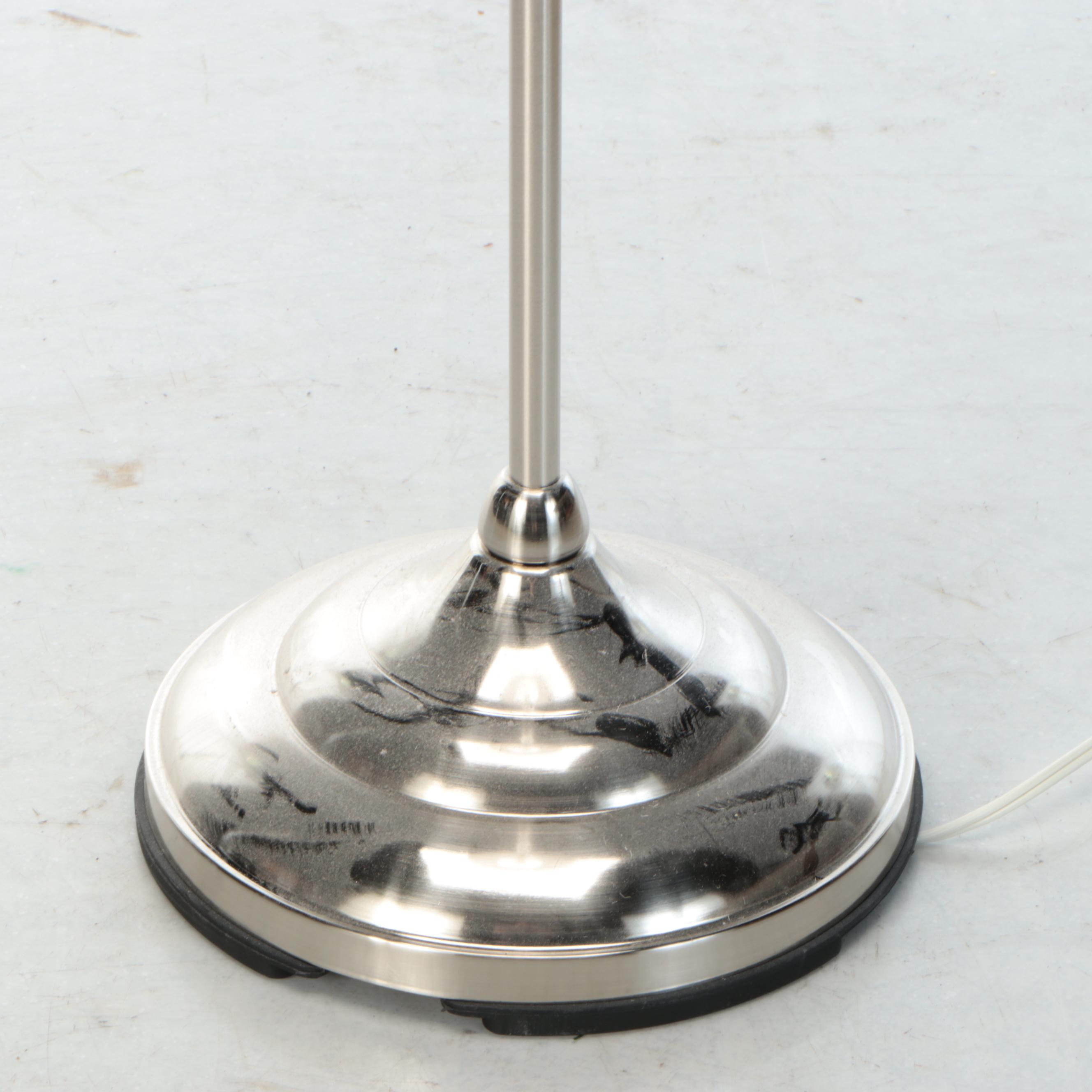 Nickel Silver Floor Lamp with Pleated Shade