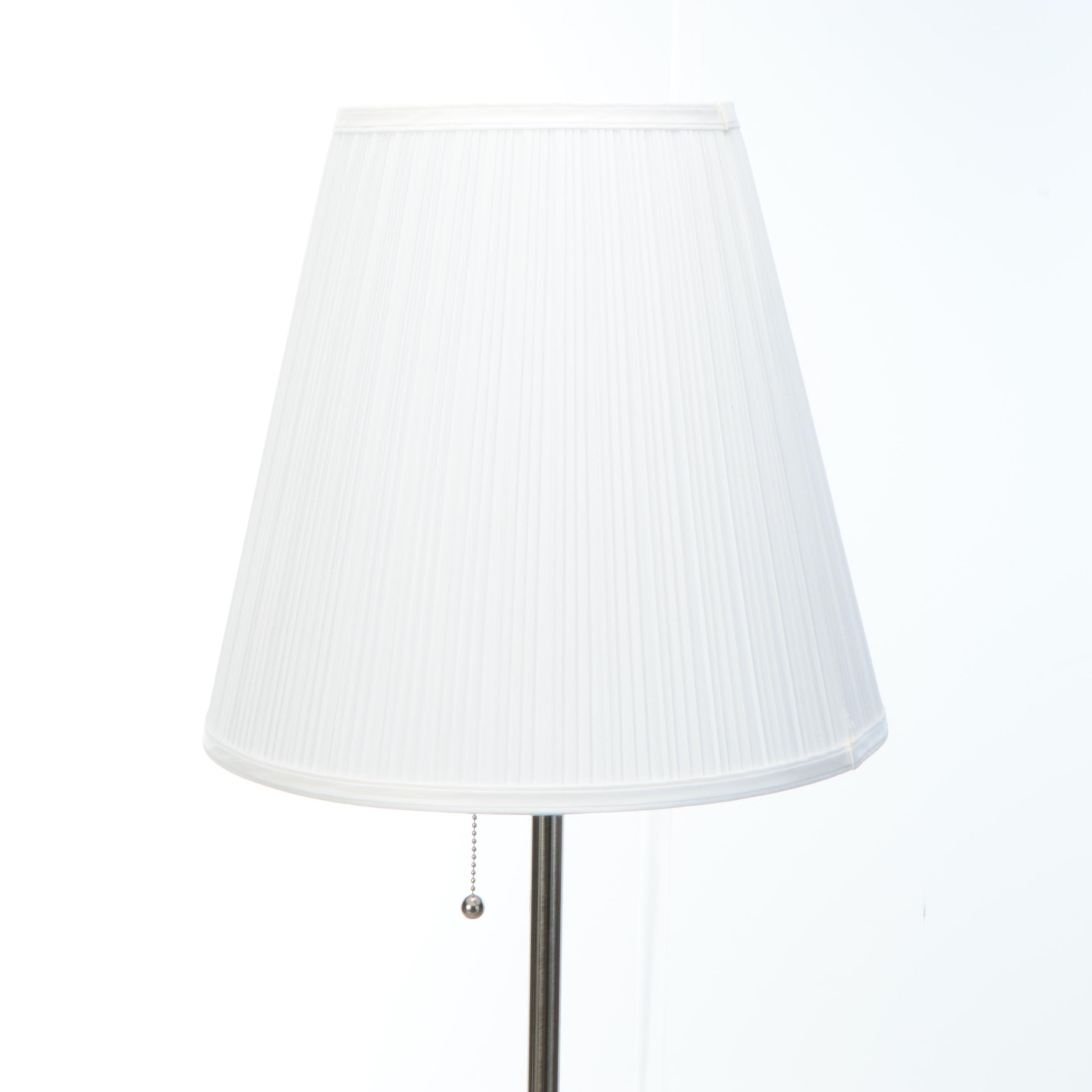 Nickel Silver Floor Lamp with Pleated Shade