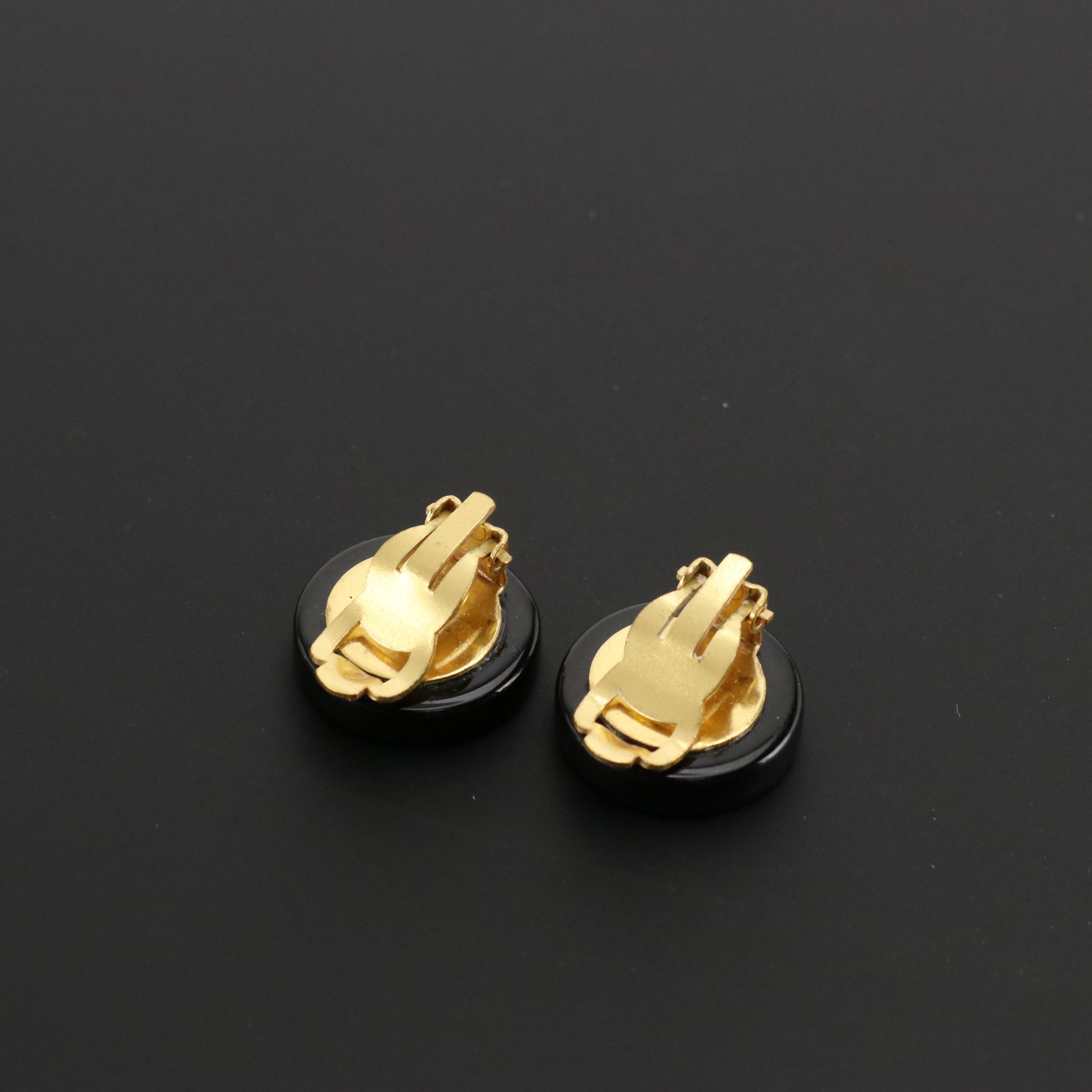 Chanel Logo Button Clip Earrings