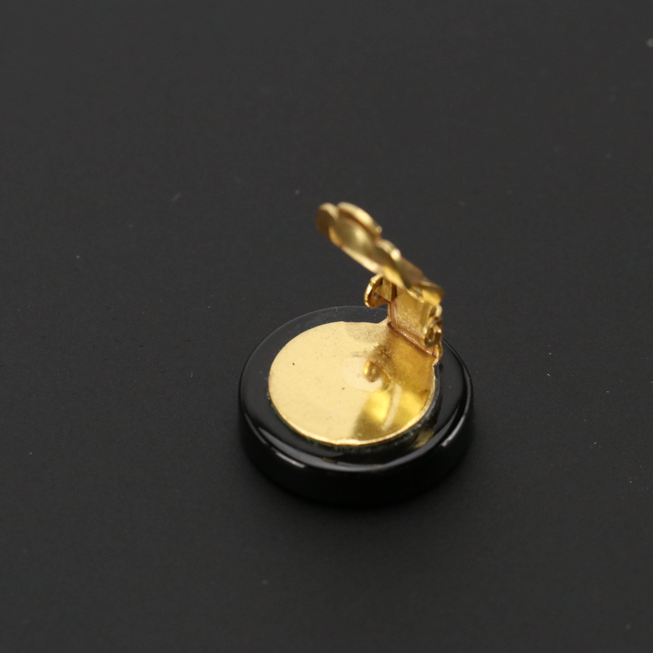Chanel Logo Button Clip Earrings
