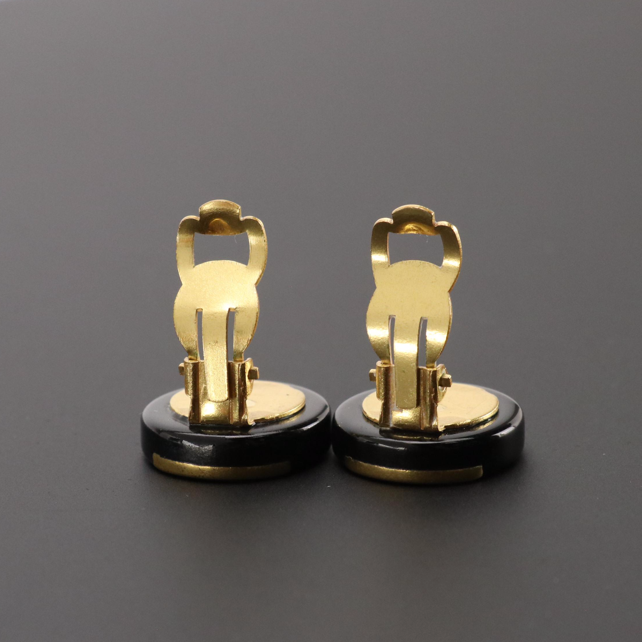 Chanel Logo Button Clip Earrings
