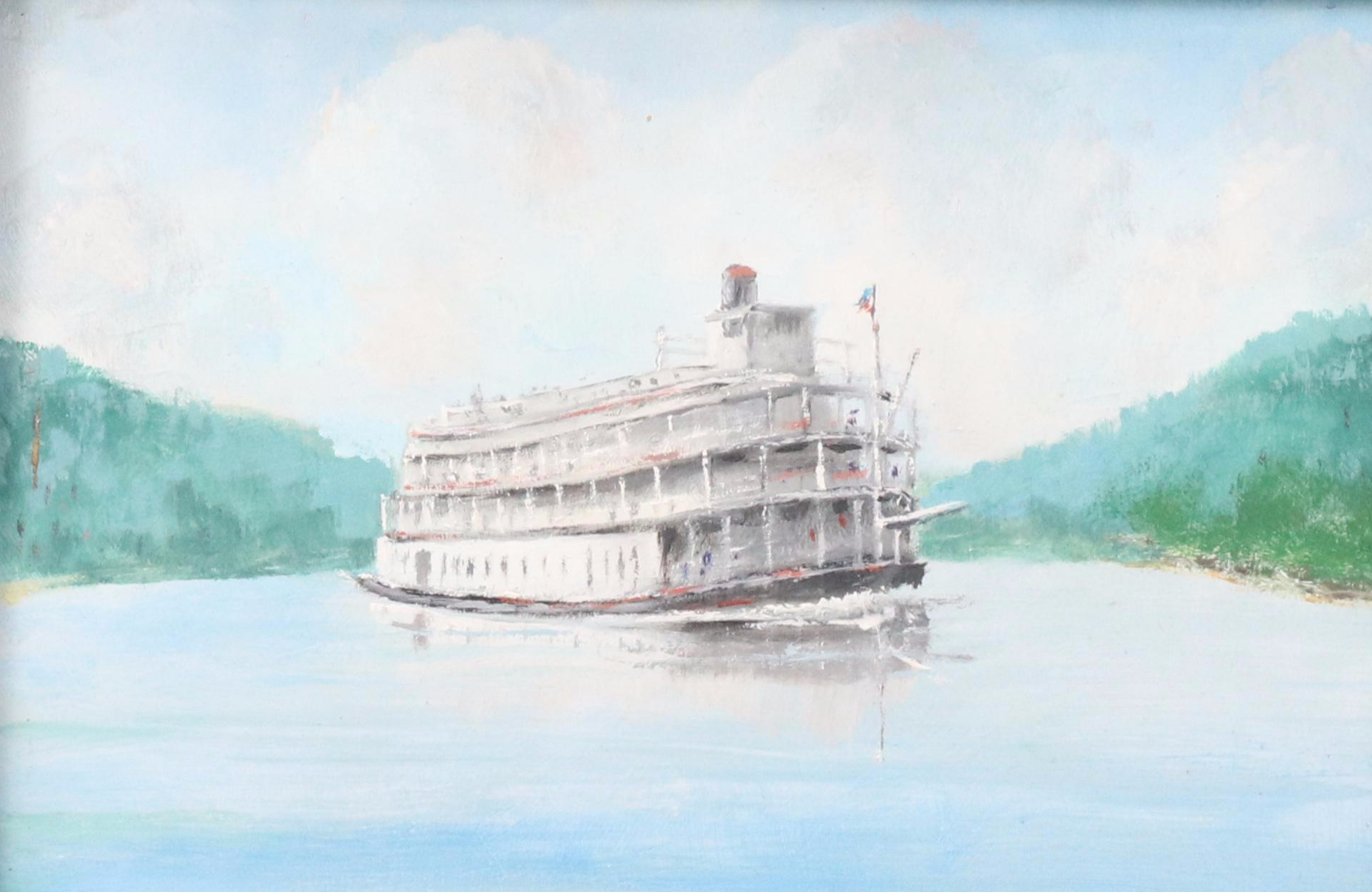 Stan Stenten Oil Painting of Riverboat, Circa 2010