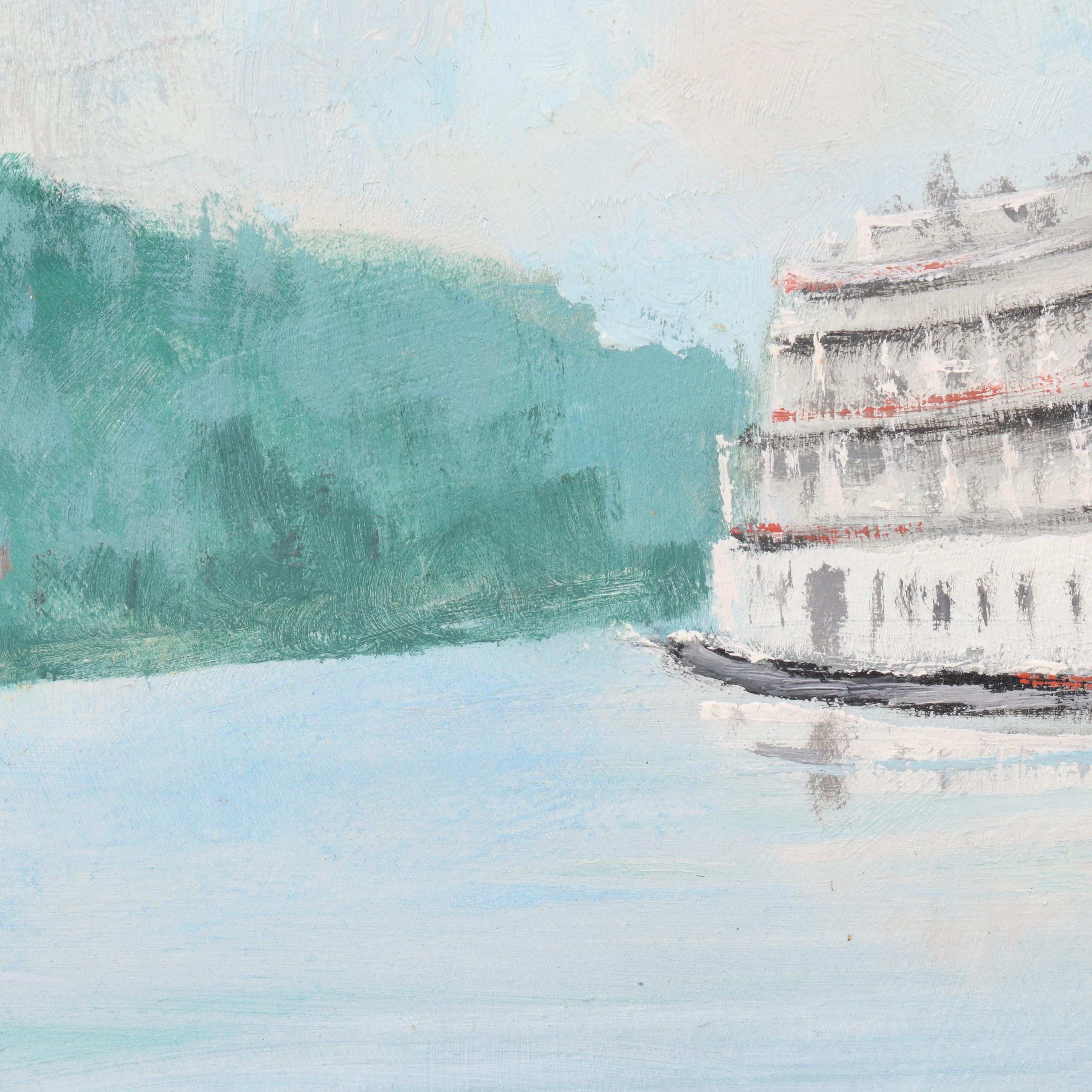 Stan Stenten Oil Painting of Riverboat, Circa 2010