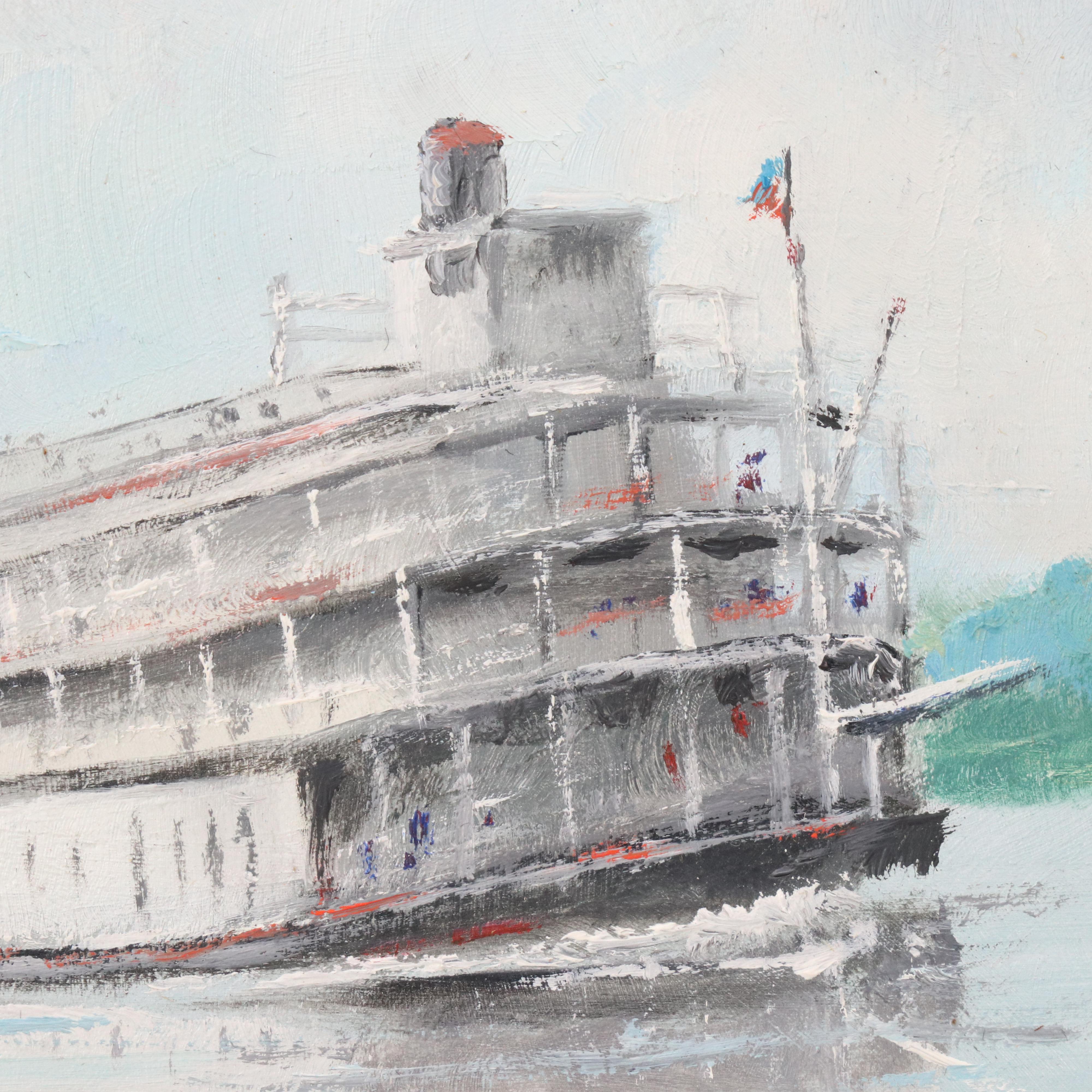Stan Stenten Oil Painting of Riverboat, Circa 2010