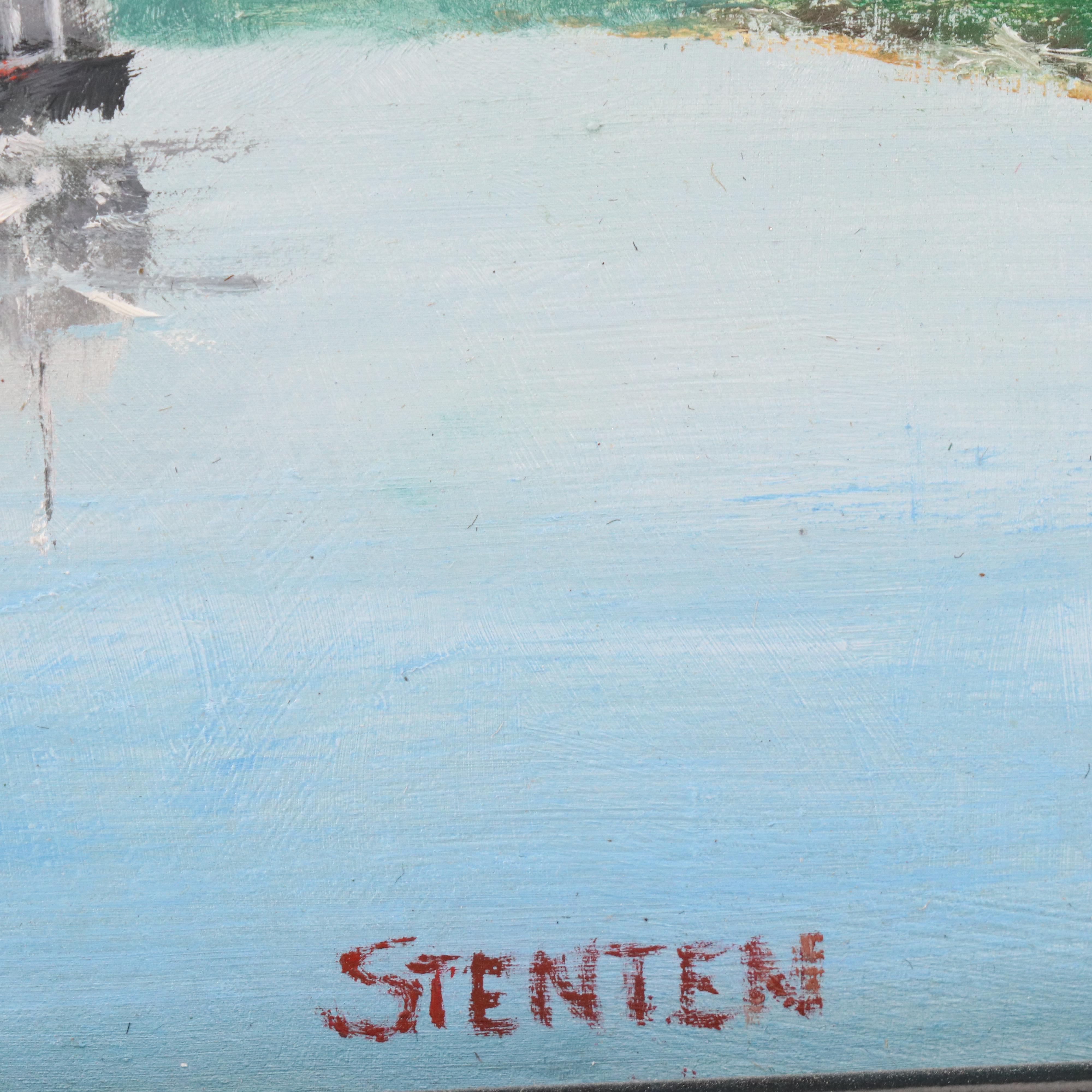 Stan Stenten Oil Painting of Riverboat, Circa 2010
