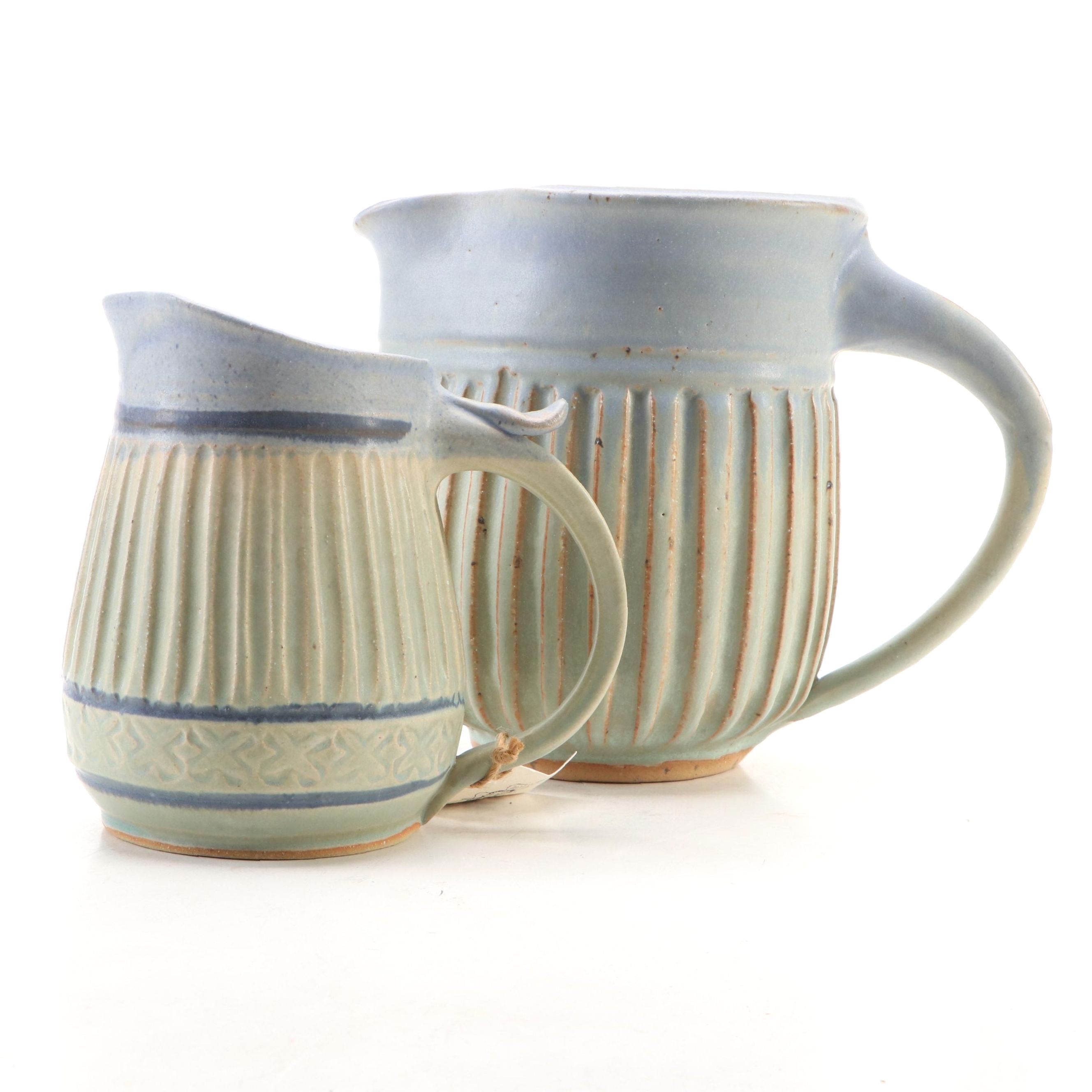 Dick Overman Stoneware Ribbed Pitchers