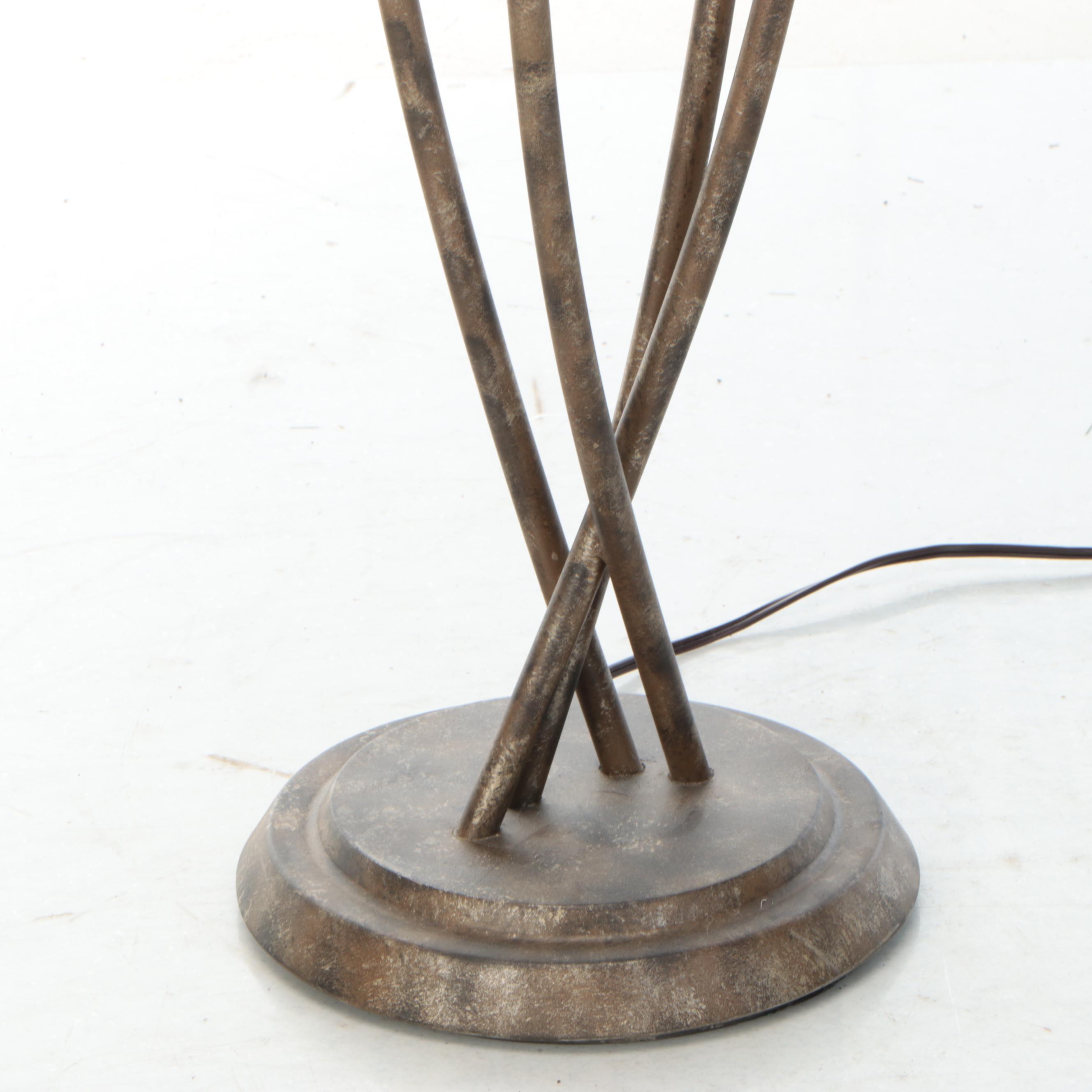 Contemporary Four-Stem Floor Lamp with Alabaster Glass Shades