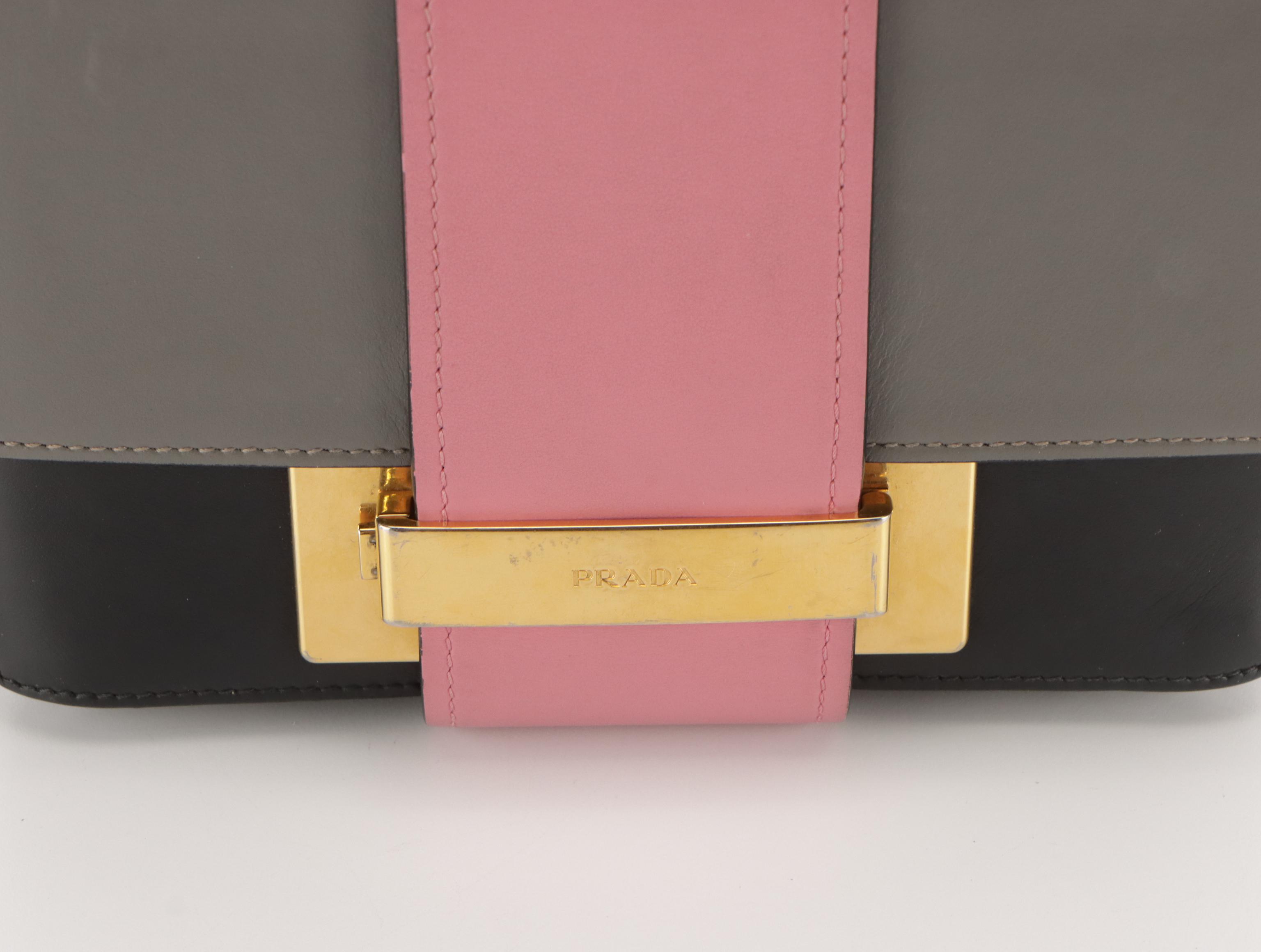 Prada City Ribbon Crossbody Bag in Colorblock Calfskin Leather
