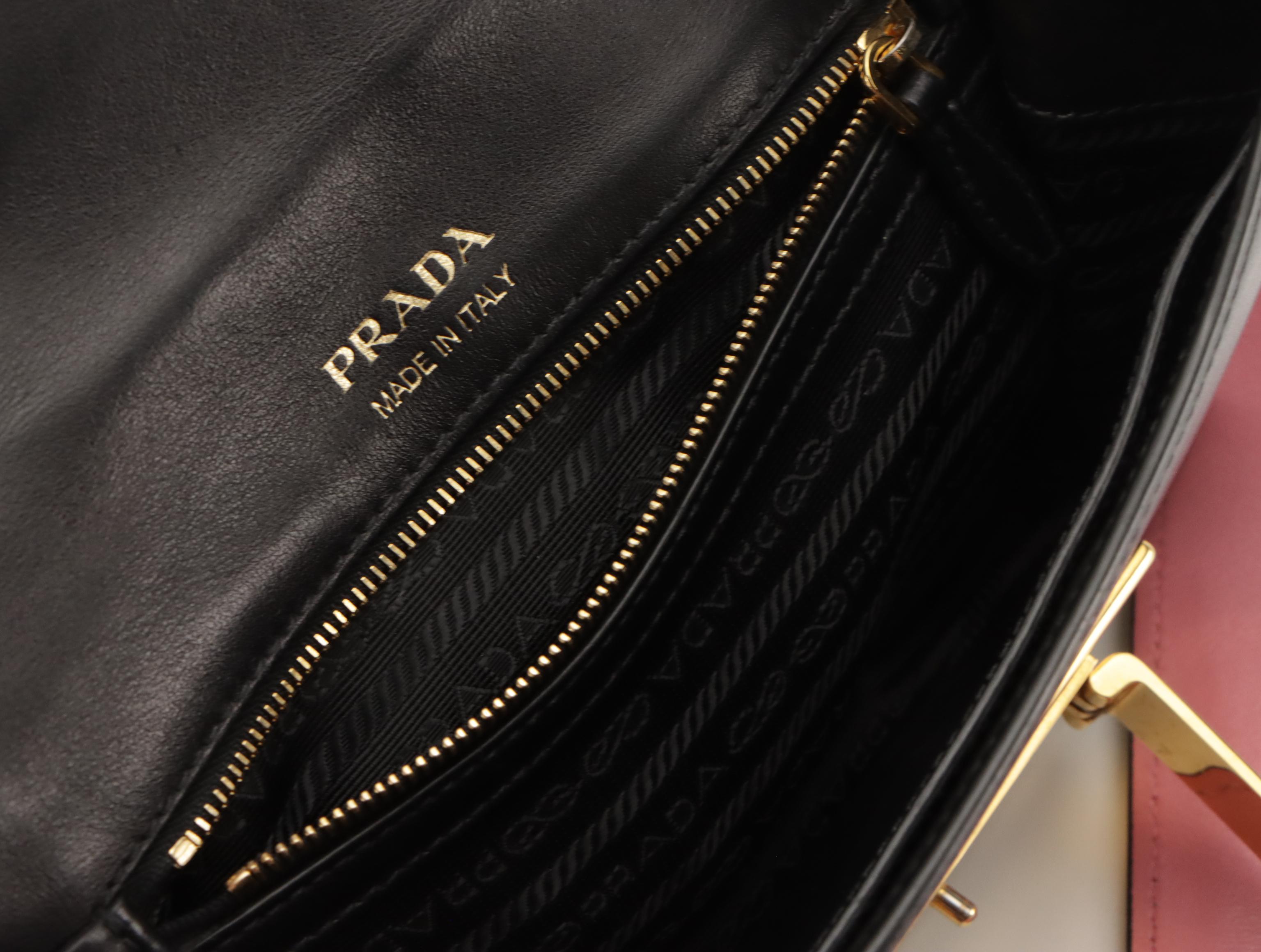 Prada City Ribbon Crossbody Bag in Colorblock Calfskin Leather