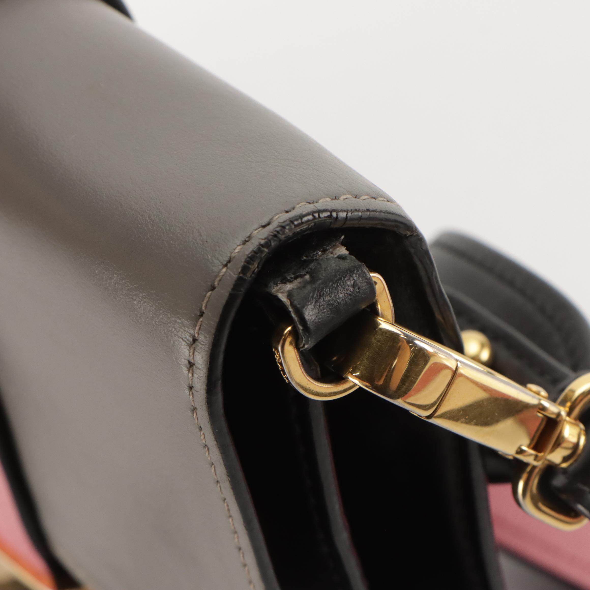 Prada City Ribbon Crossbody Bag in Colorblock Calfskin Leather