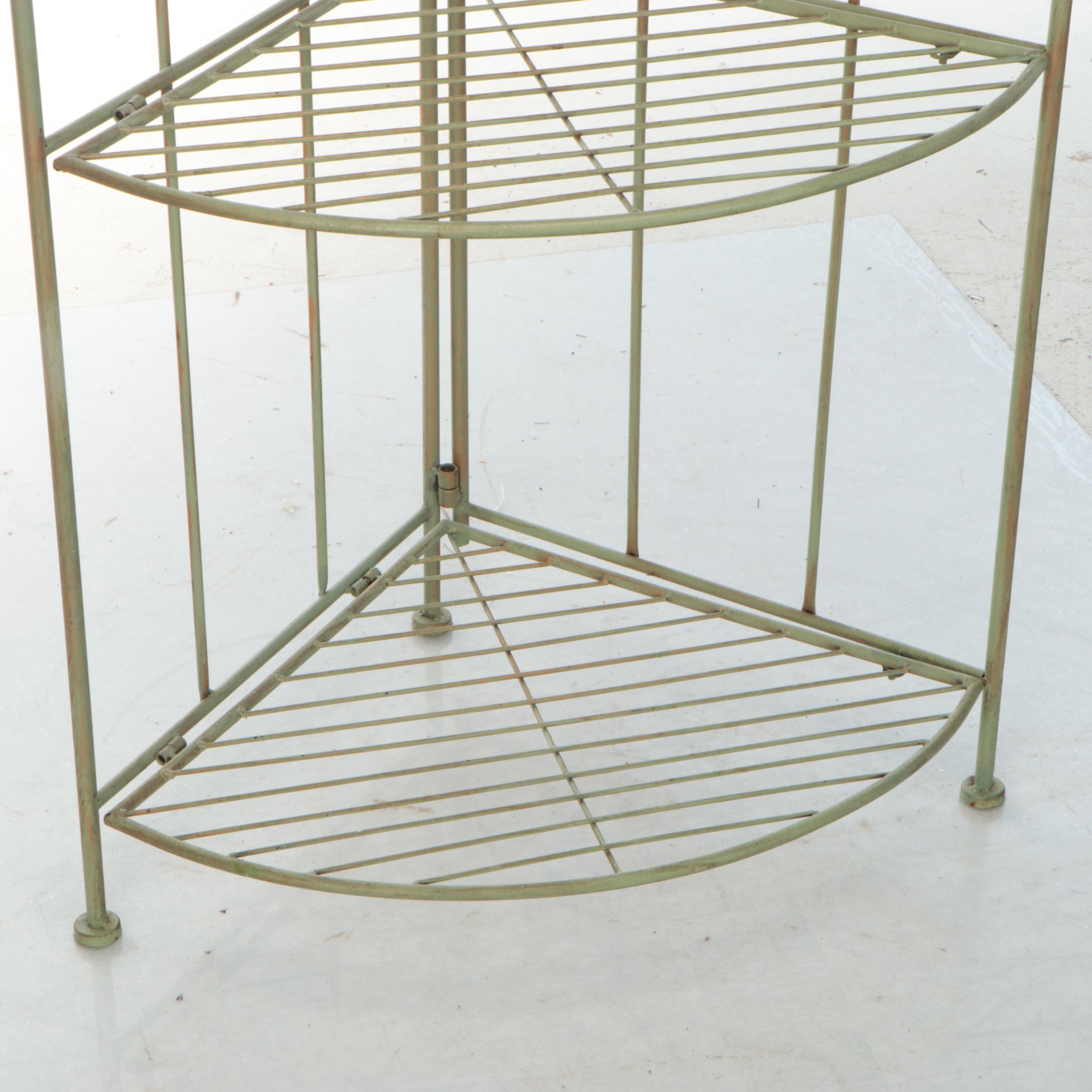 Gray and Gilt Metal Four-Tier Plant Stand