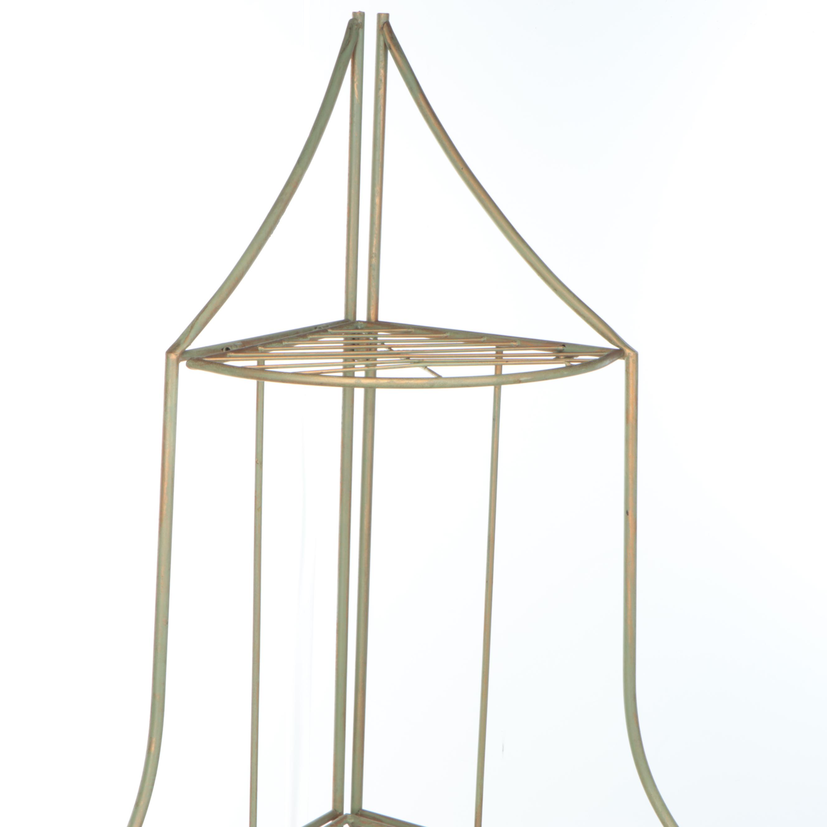 Gray and Gilt Metal Four-Tier Plant Stand