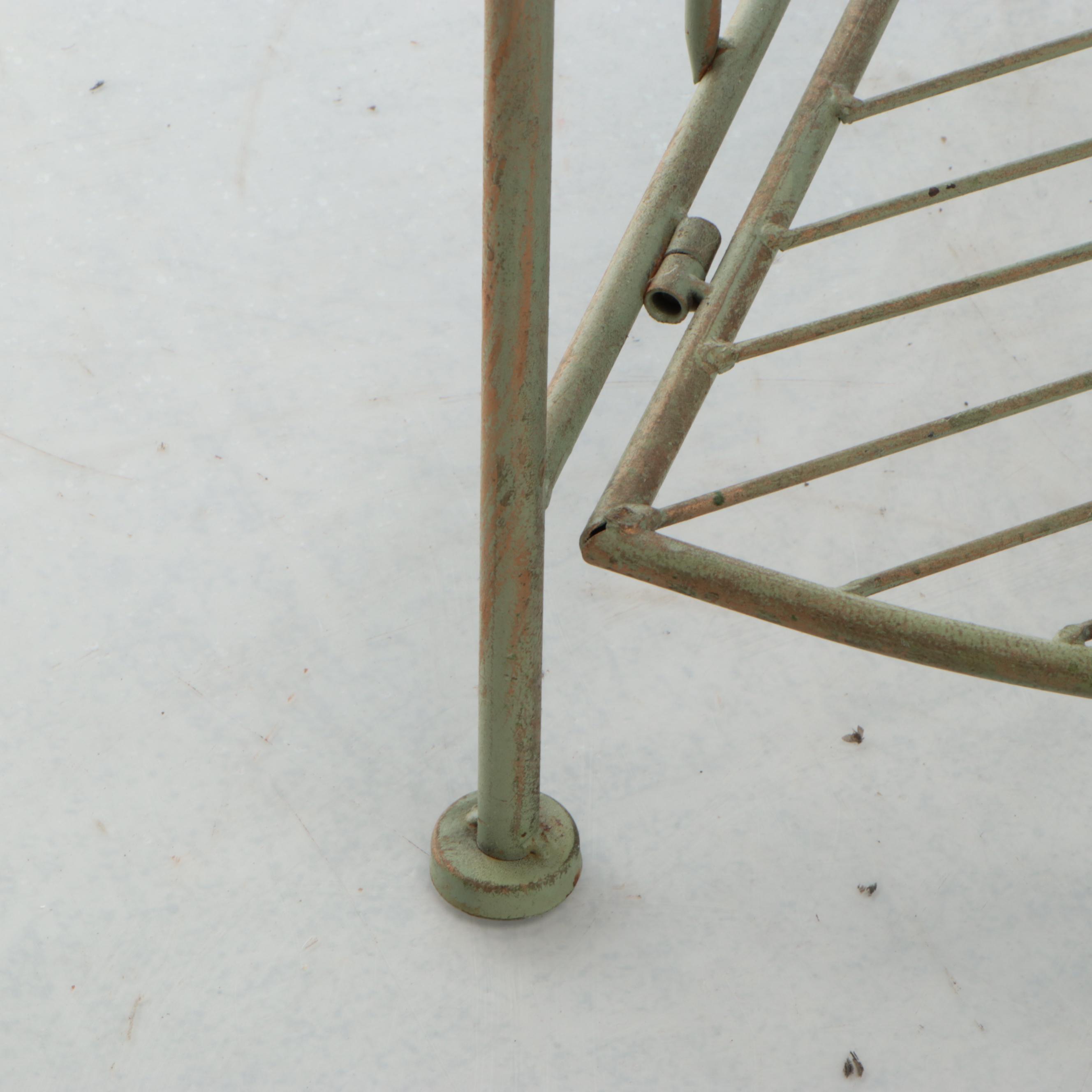 Gray and Gilt Metal Four-Tier Plant Stand