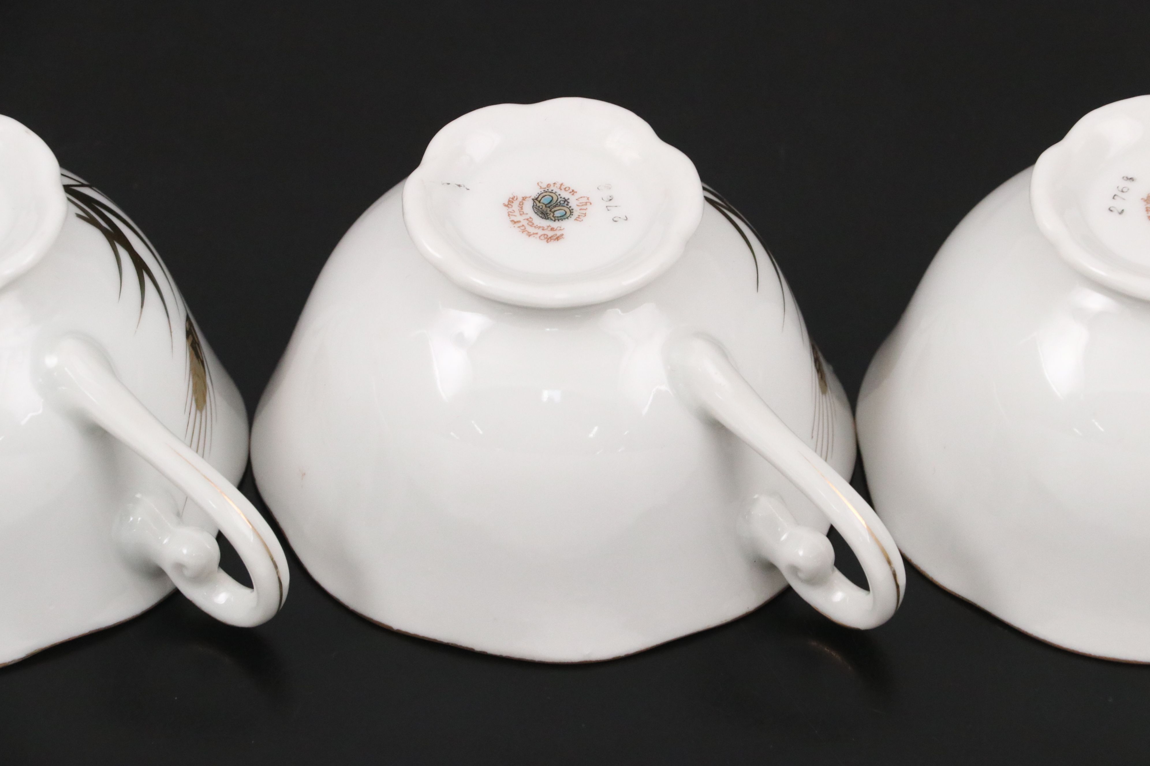 Lefton China "Wheat" Porcelain Teacups and Snack Plates