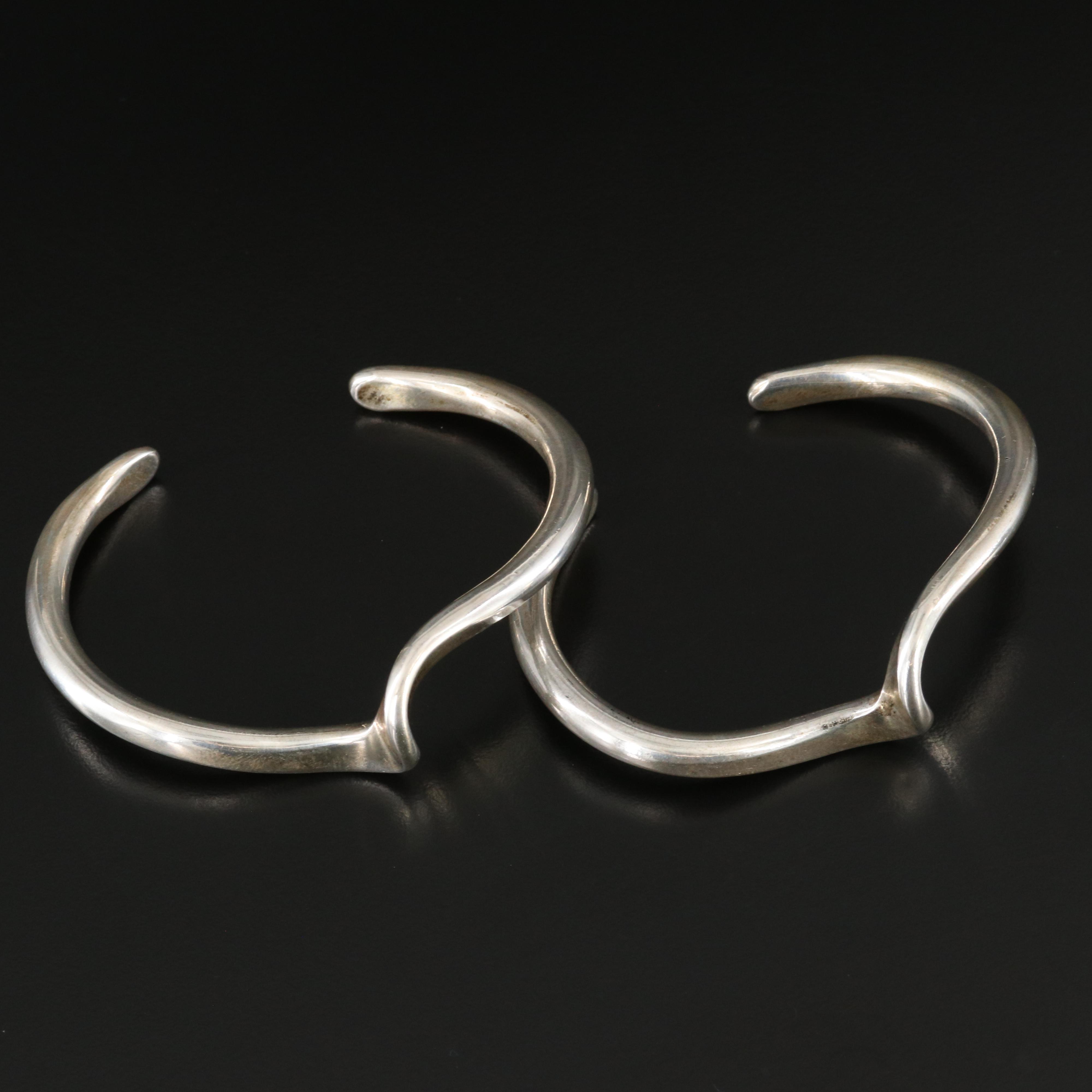 Sterling Cuff Bracelets Including Malachite and Turquoise