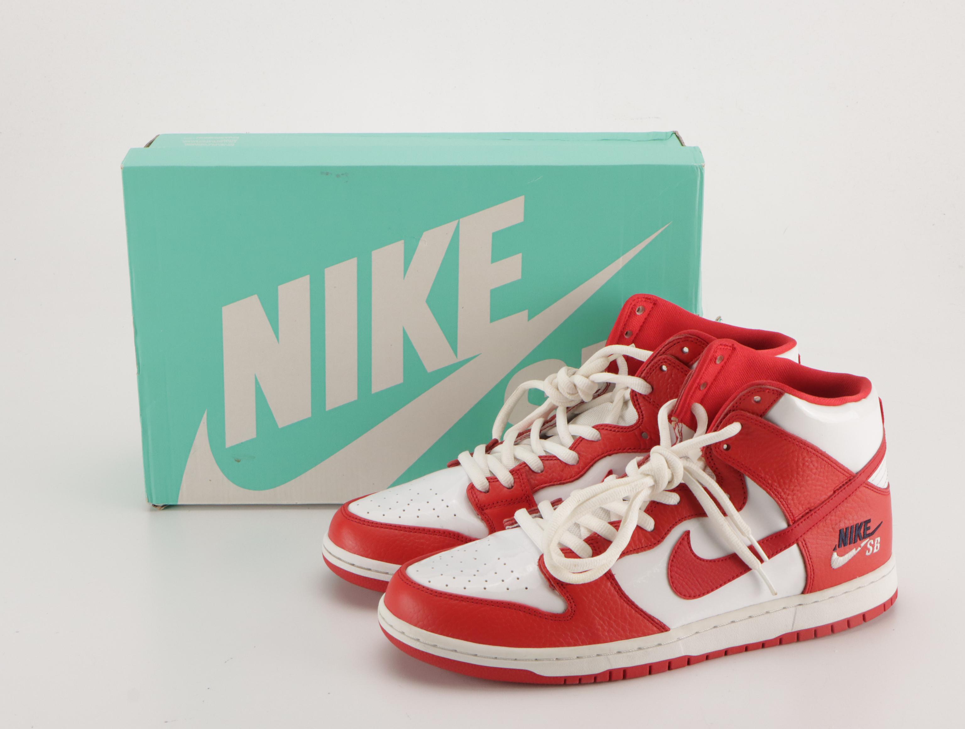 Nike SB "Dream Team" Zoom Dunk High Pro Sneakers in University Red, With Box