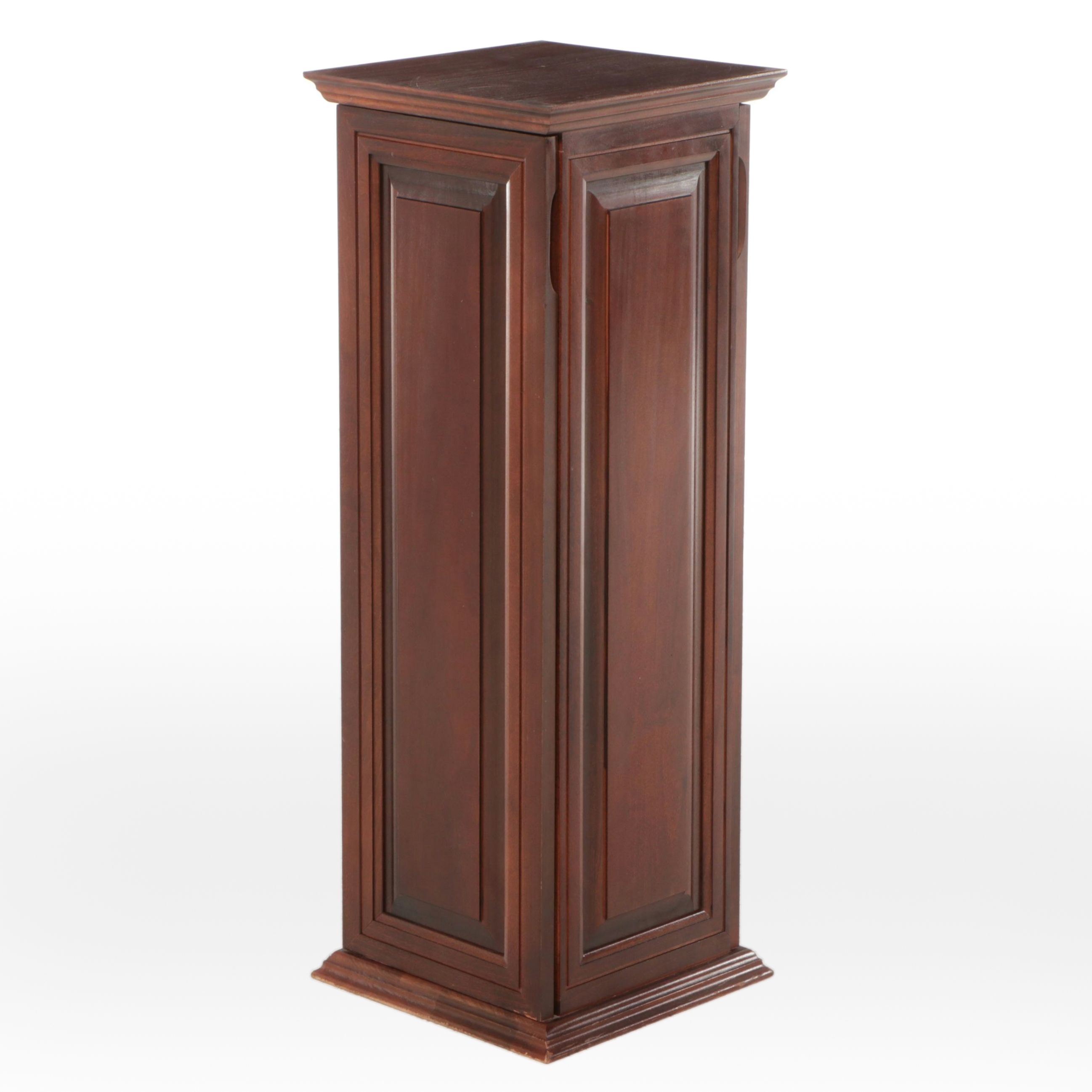 Mahogany Pedestal and CD Cabinet, Late 20th Century