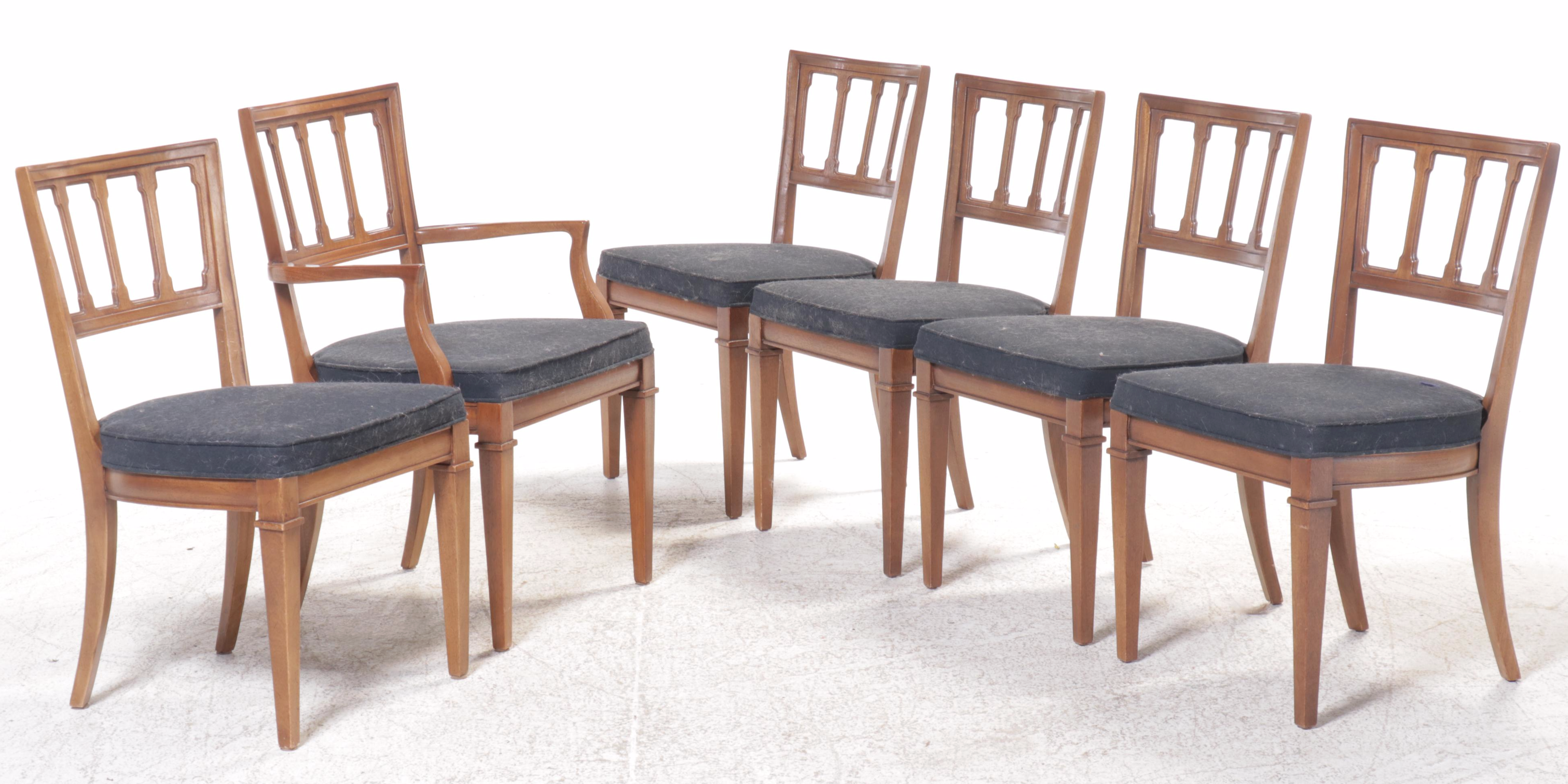 Seven-Piece Drexel "Triune" Walnut Dining Set, Mid to Late 20th Century