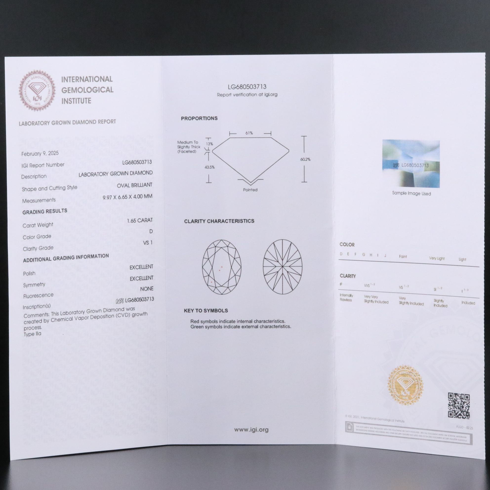 14K 1.65 CT Lab Grown Diamond Solitaire Ring with IGI Report