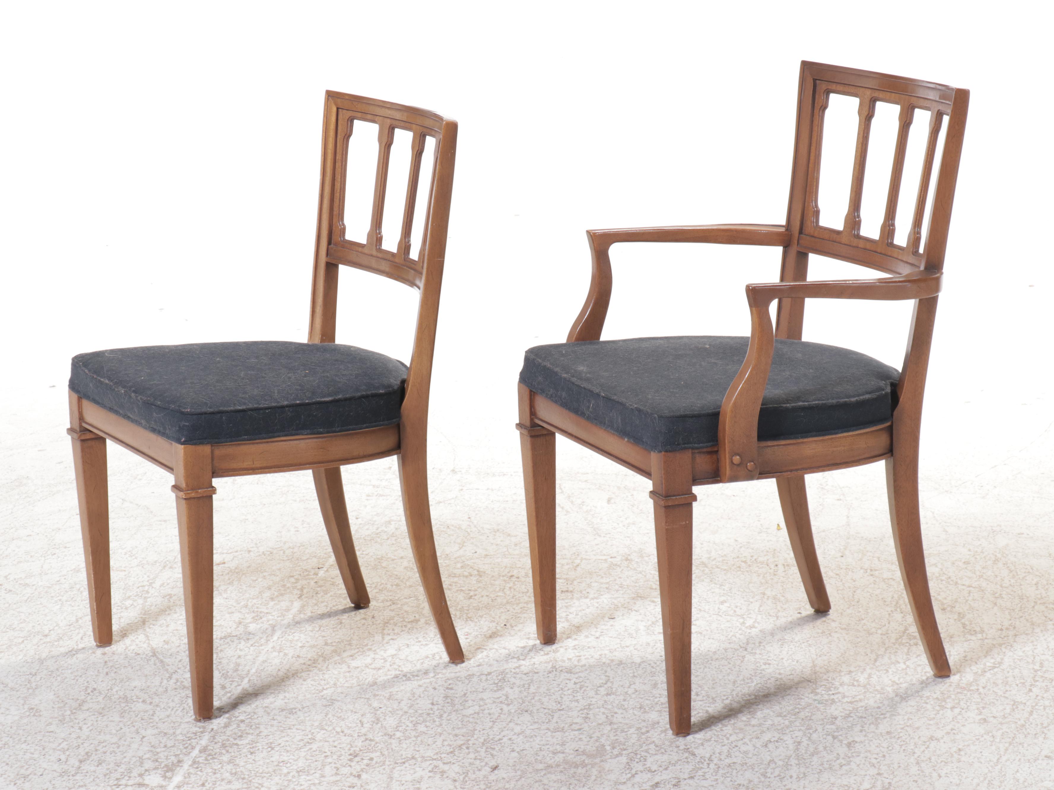 Seven-Piece Drexel "Triune" Walnut Dining Set, Mid to Late 20th Century