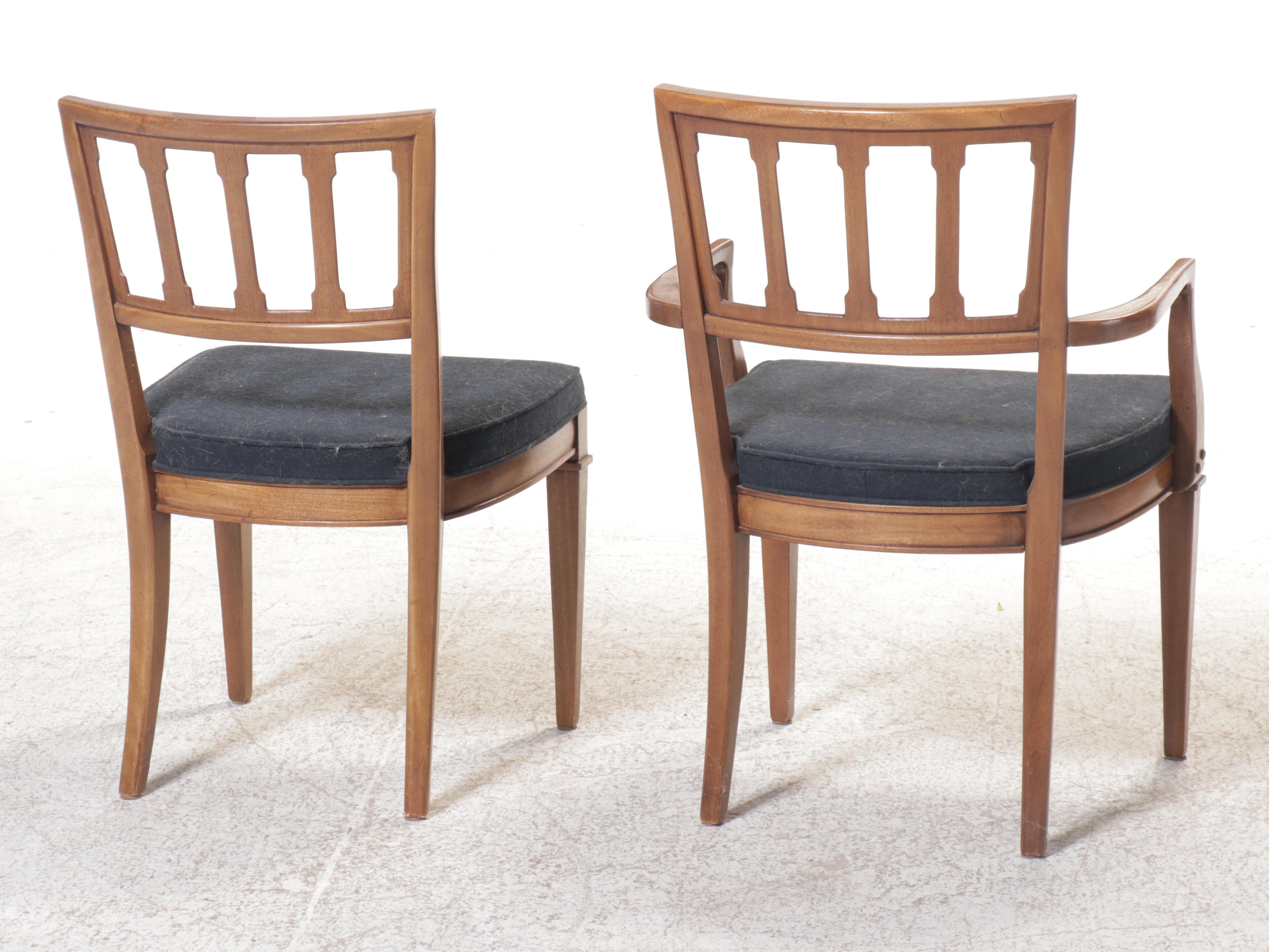 Seven-Piece Drexel "Triune" Walnut Dining Set, Mid to Late 20th Century