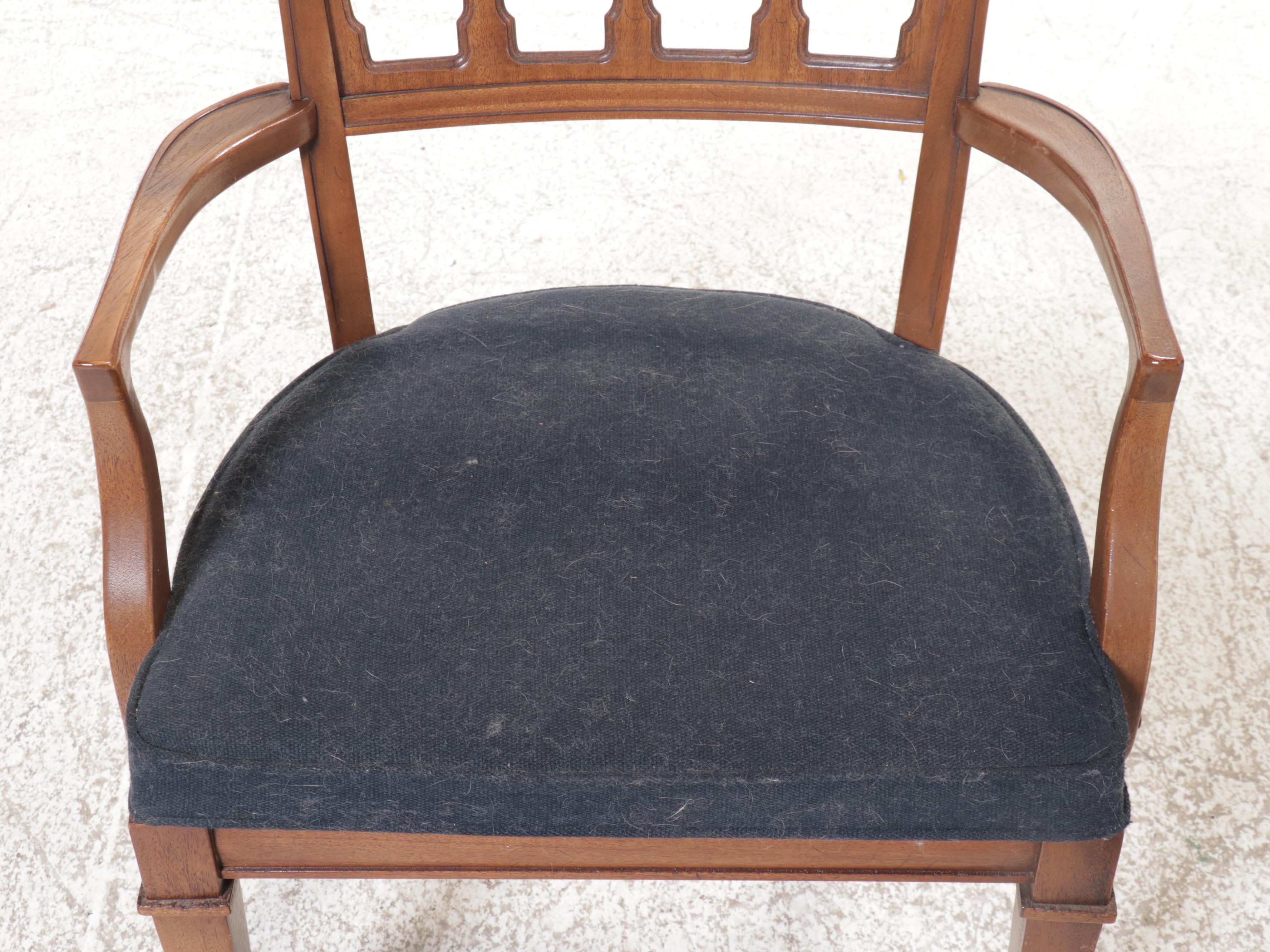 Seven-Piece Drexel "Triune" Walnut Dining Set, Mid to Late 20th Century