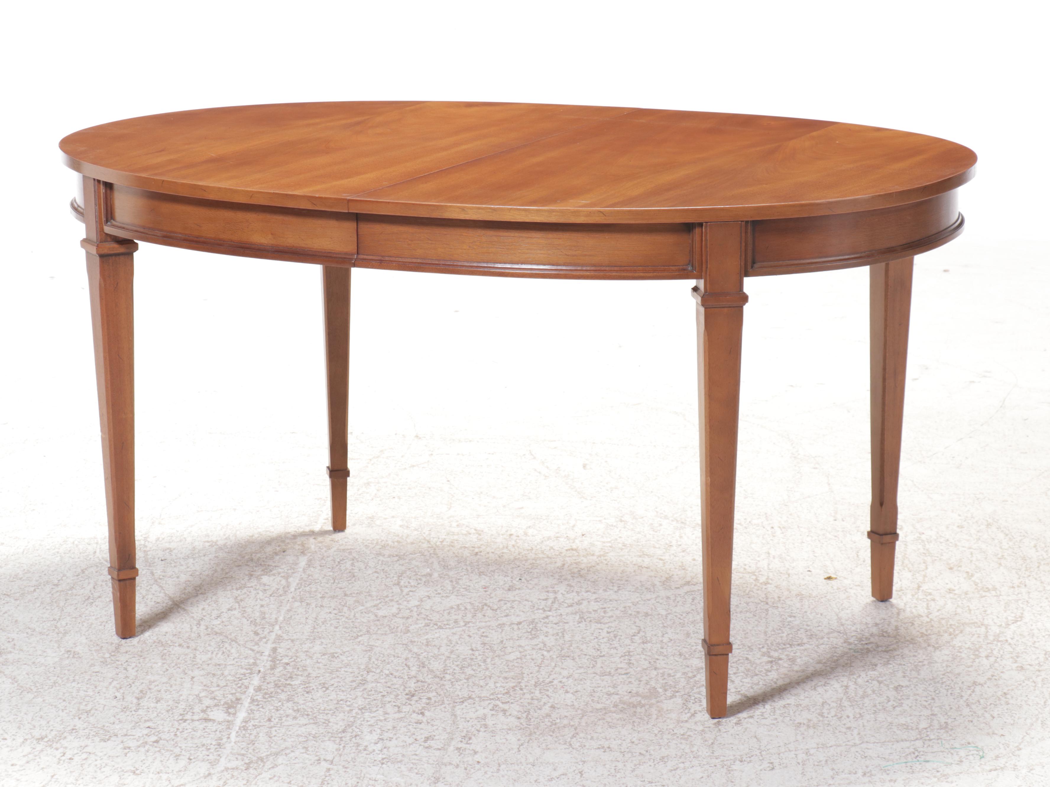 Seven-Piece Drexel "Triune" Walnut Dining Set, Mid to Late 20th Century