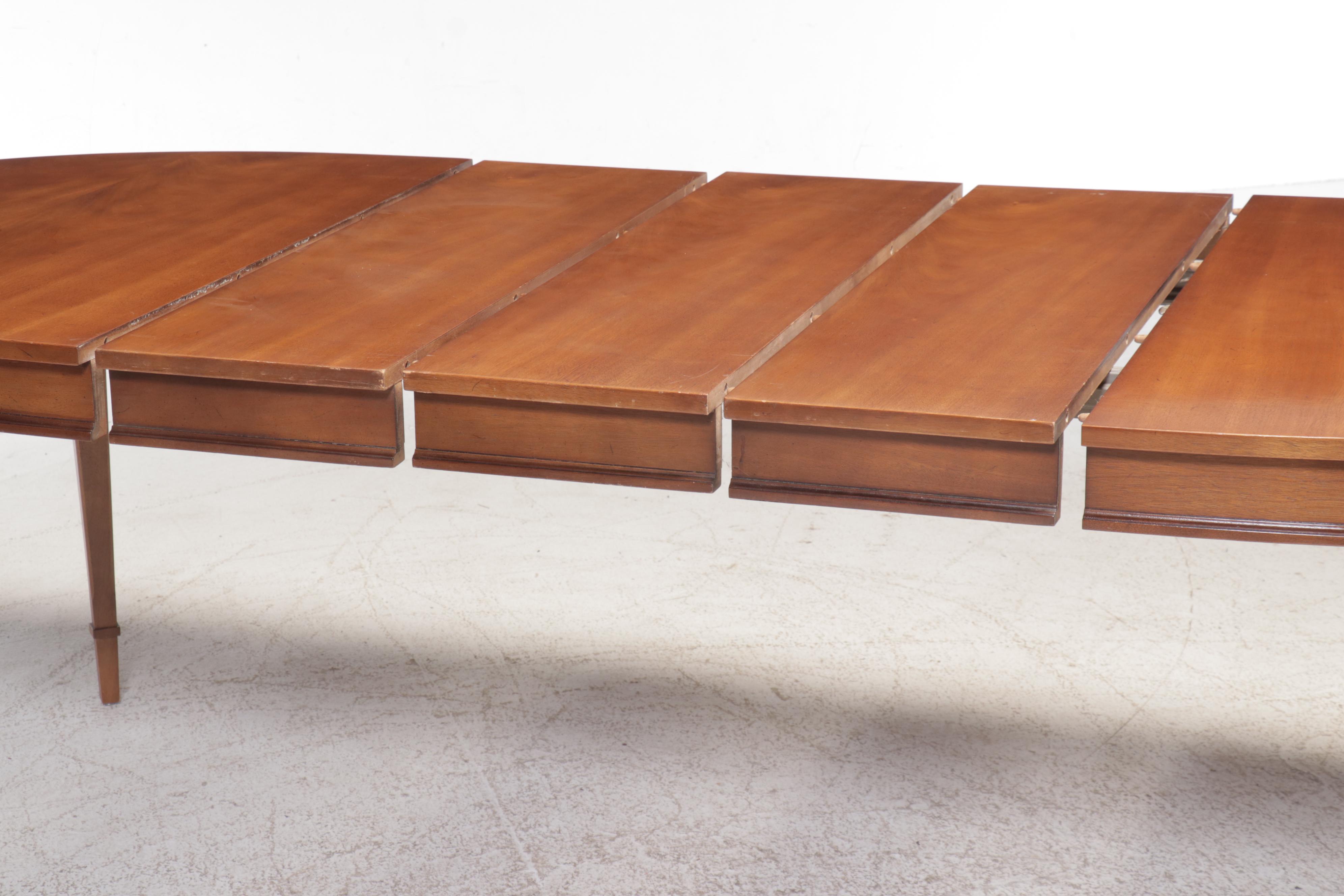 Seven-Piece Drexel "Triune" Walnut Dining Set, Mid to Late 20th Century