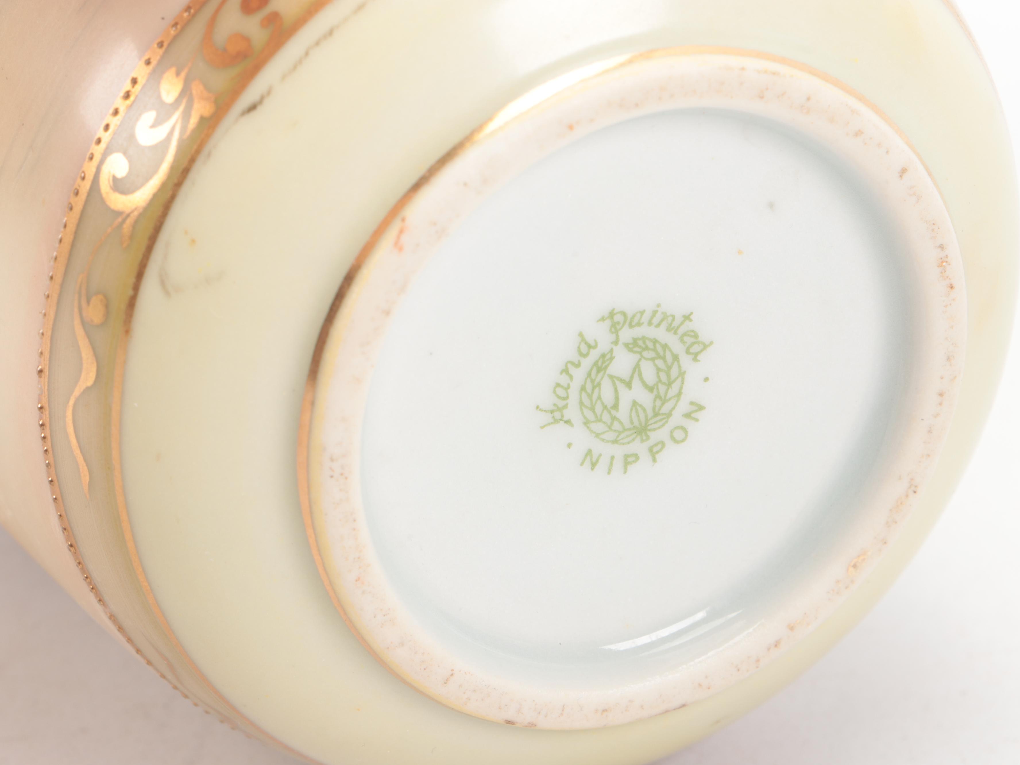 Nippon Art Nouveau Style Moriage Accented Vases Porcelain Vases