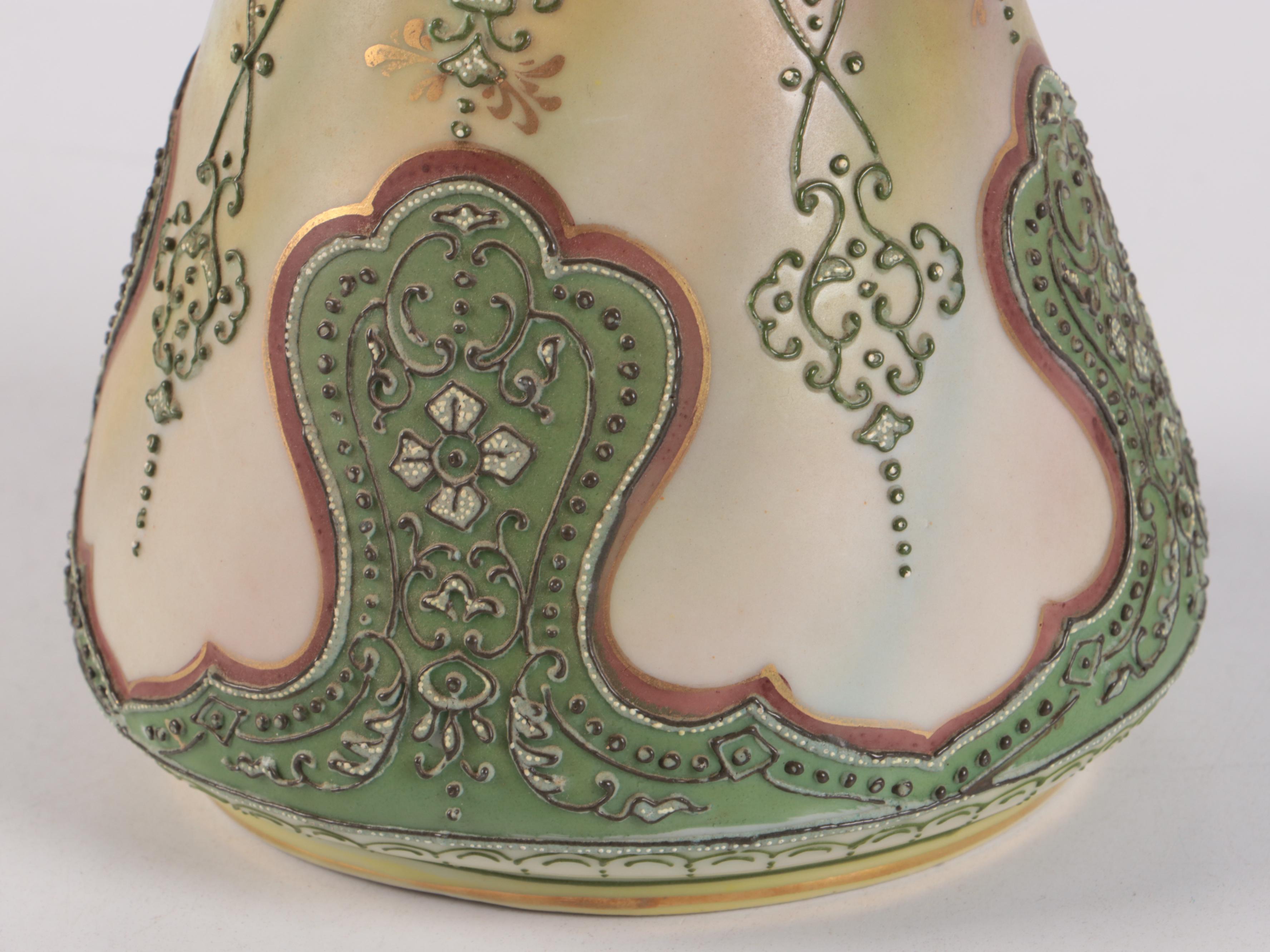 Nippon Art Nouveau Style Moriage Accented Vases Porcelain Vases