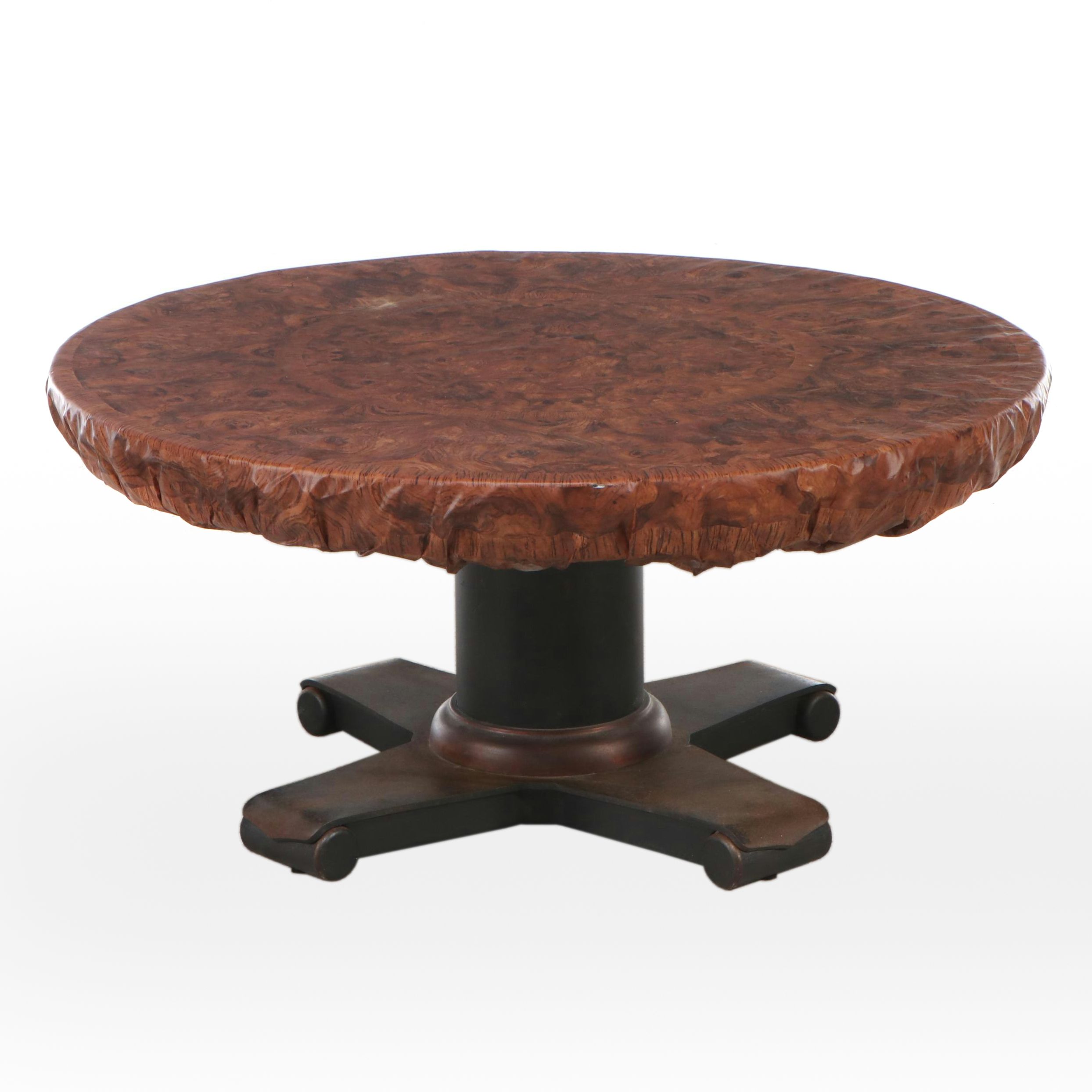 Patinated Copper Top Pedestal Side Table