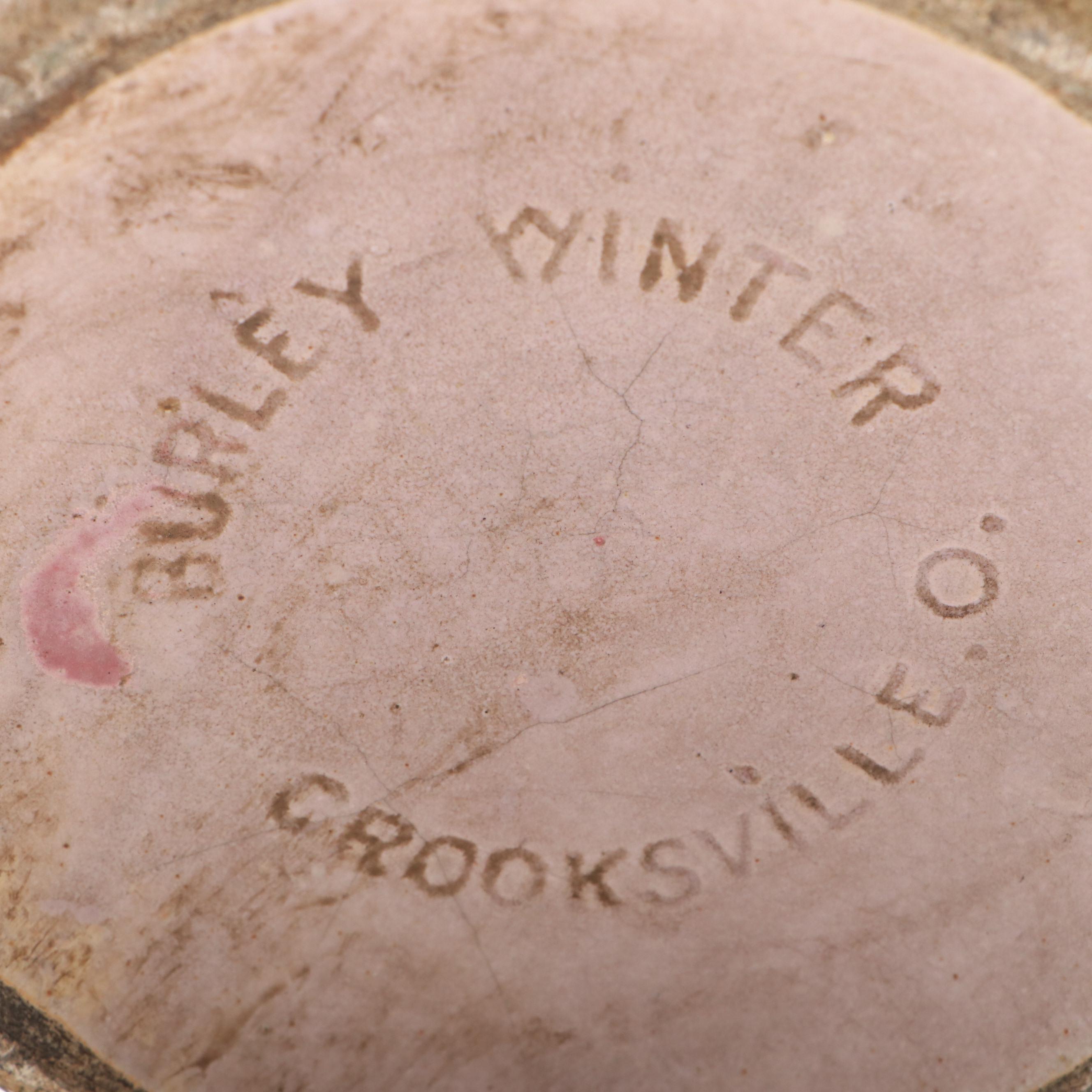 Burley Winter Pottery Mottled Green Satin Finish Ceramic Planter