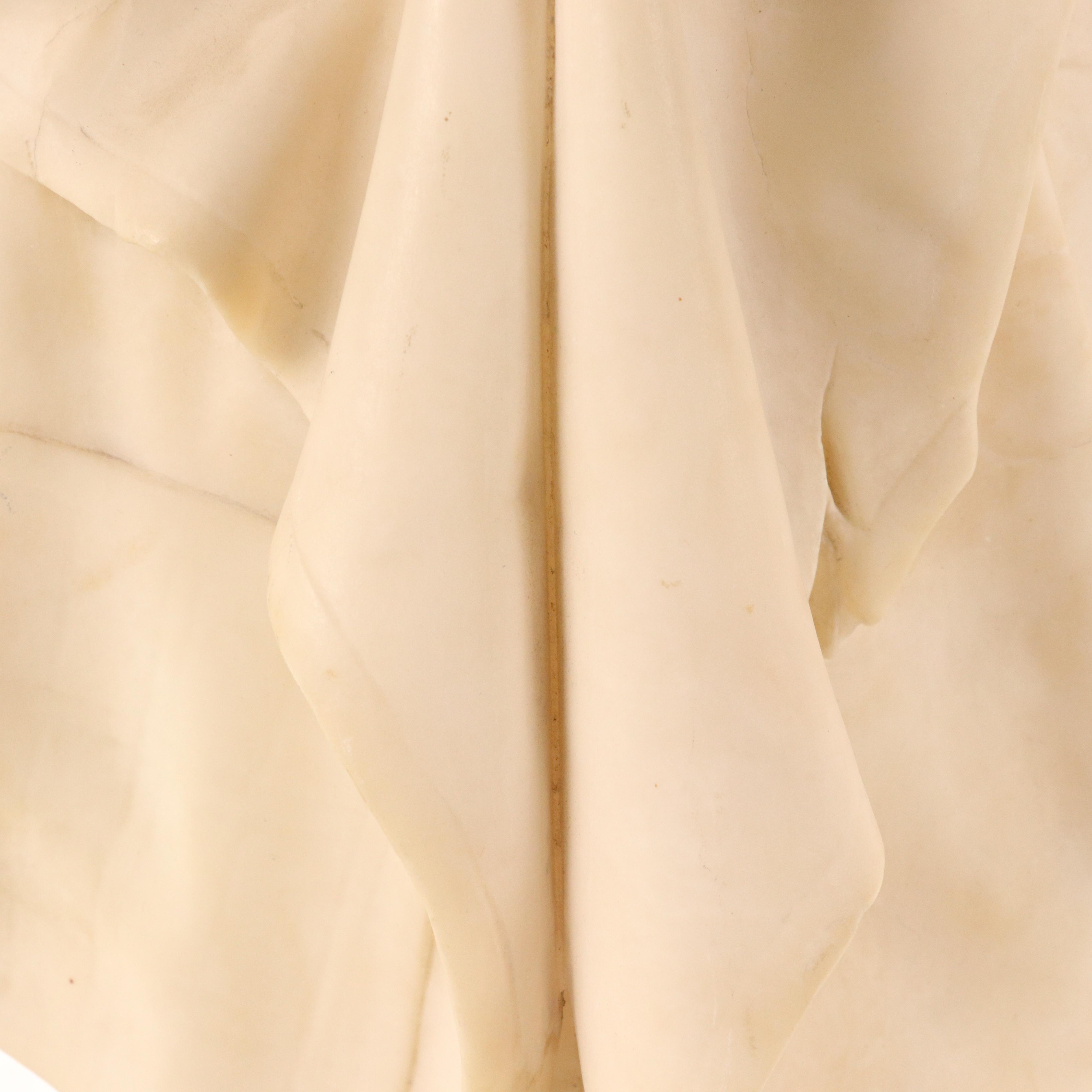 Carved Alabaster Bust "Son l'Orfanella"