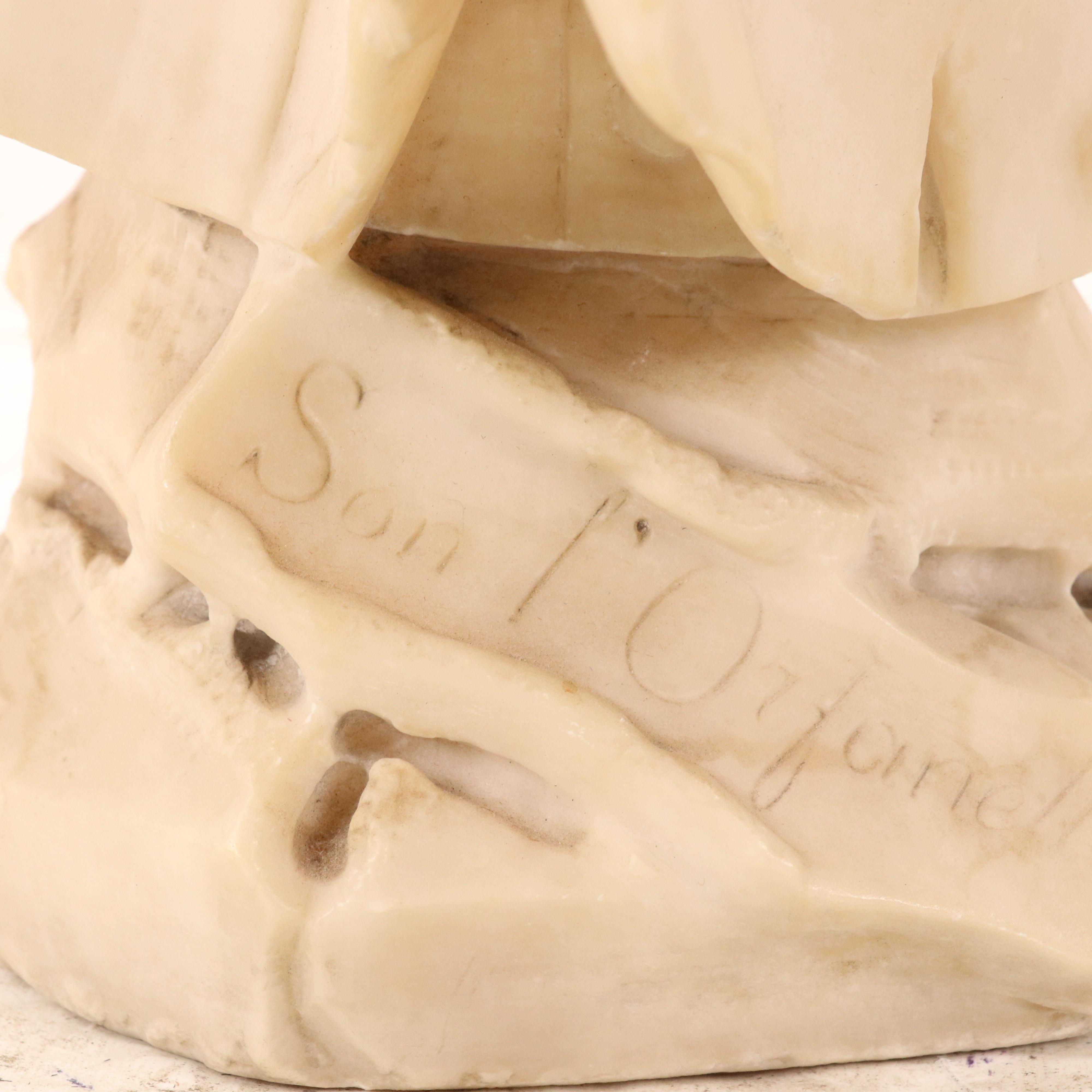 Carved Alabaster Bust "Son l'Orfanella"