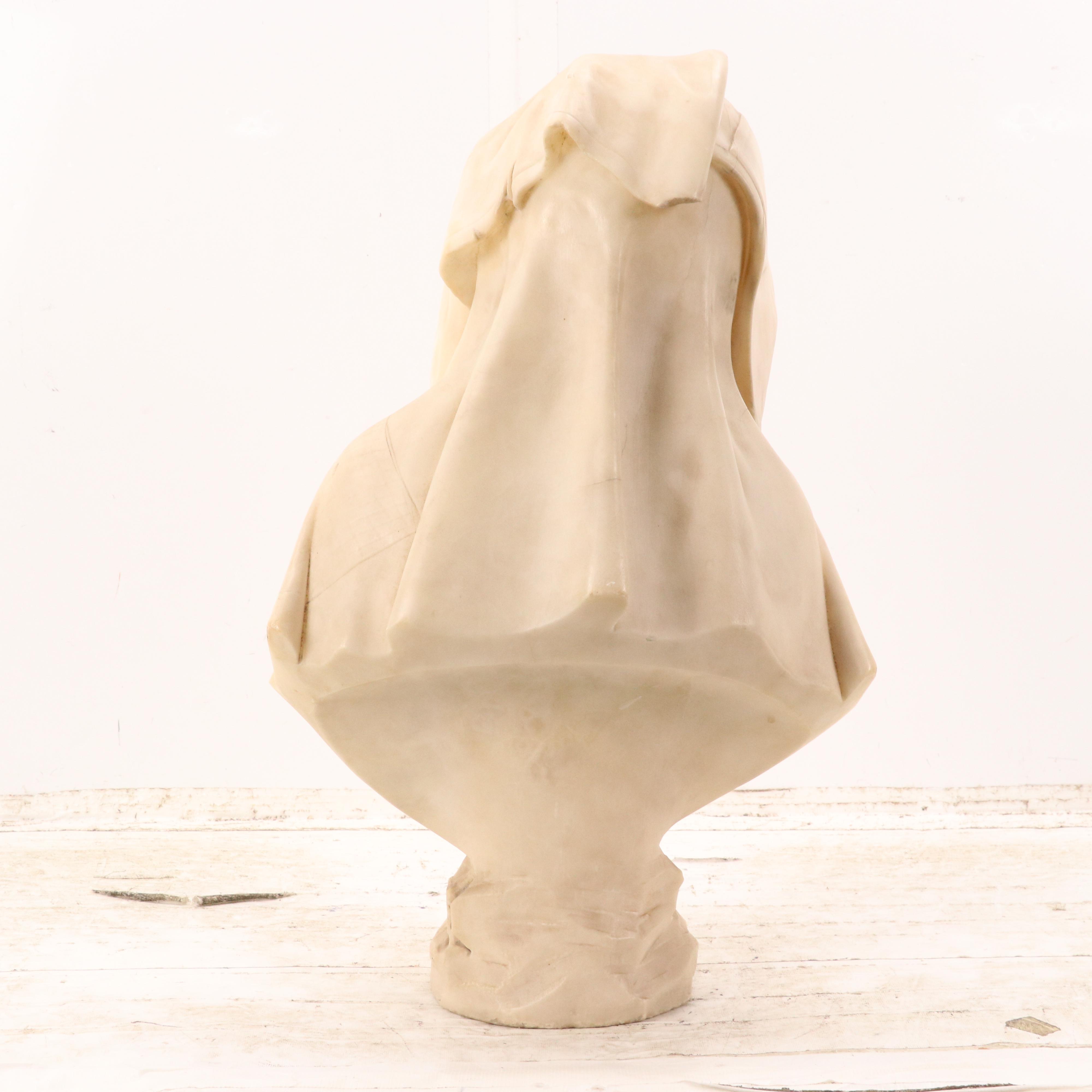 Carved Alabaster Bust "Son l'Orfanella"