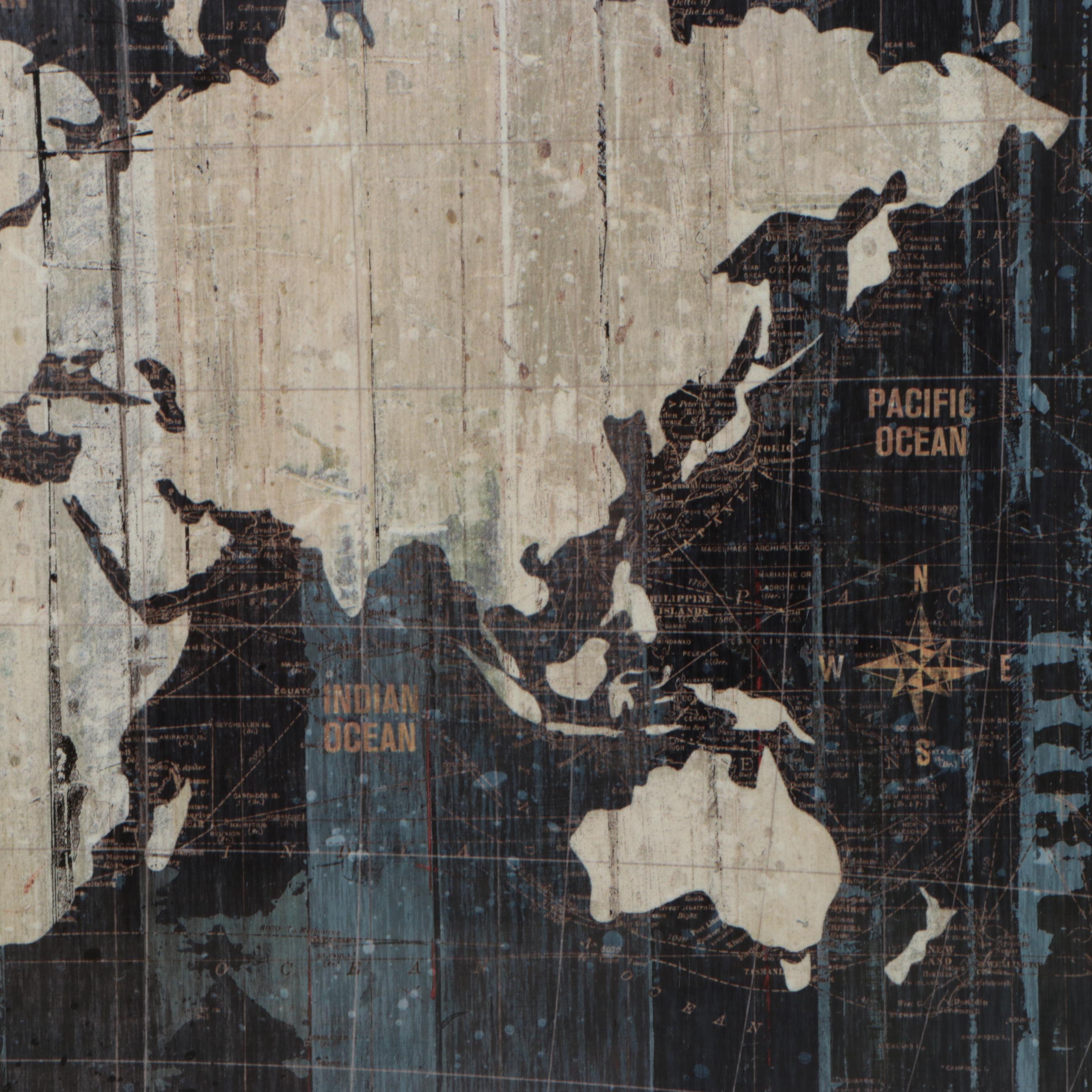 Large Framed "Map of the World on Mercator's Projection"