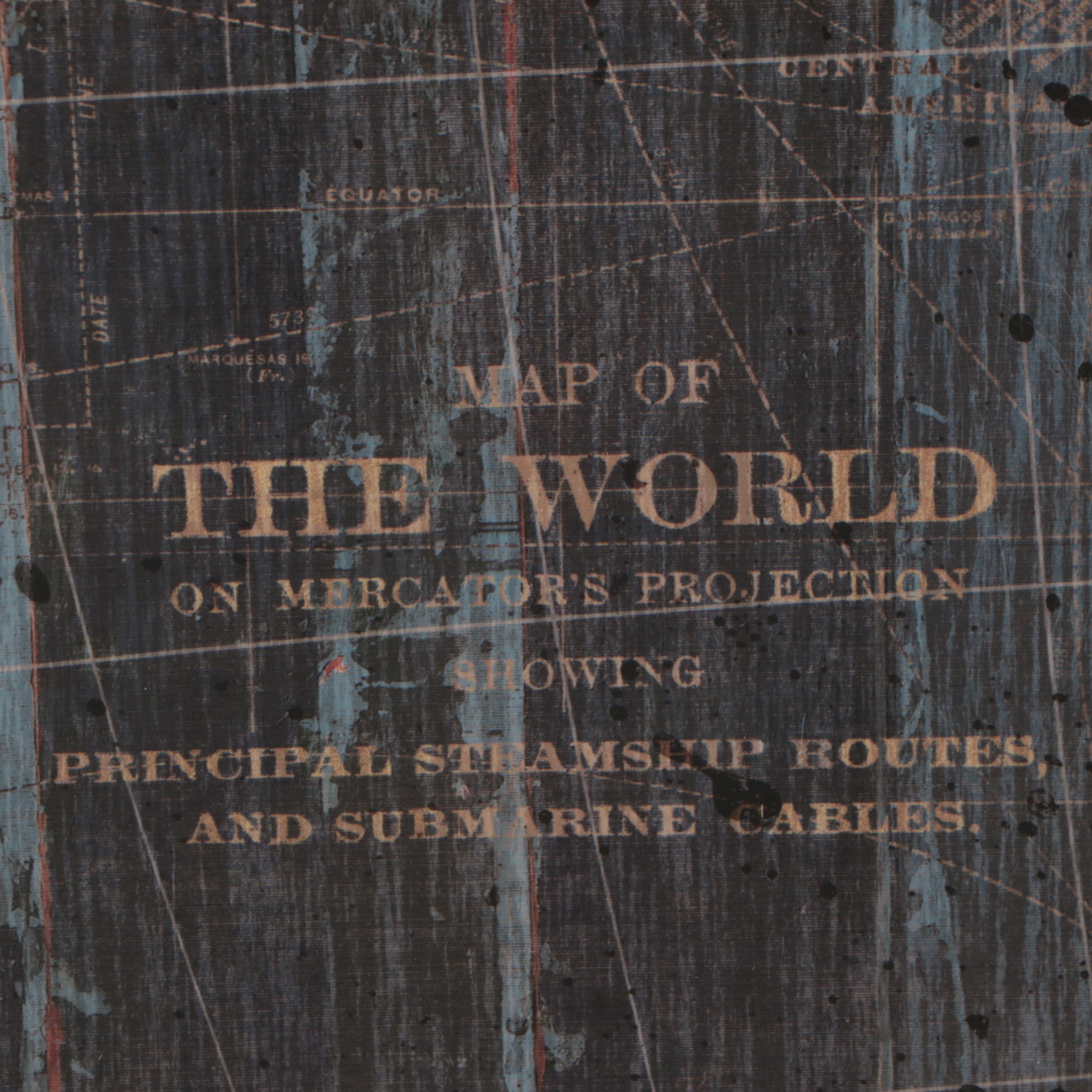 Large Framed "Map of the World on Mercator's Projection"