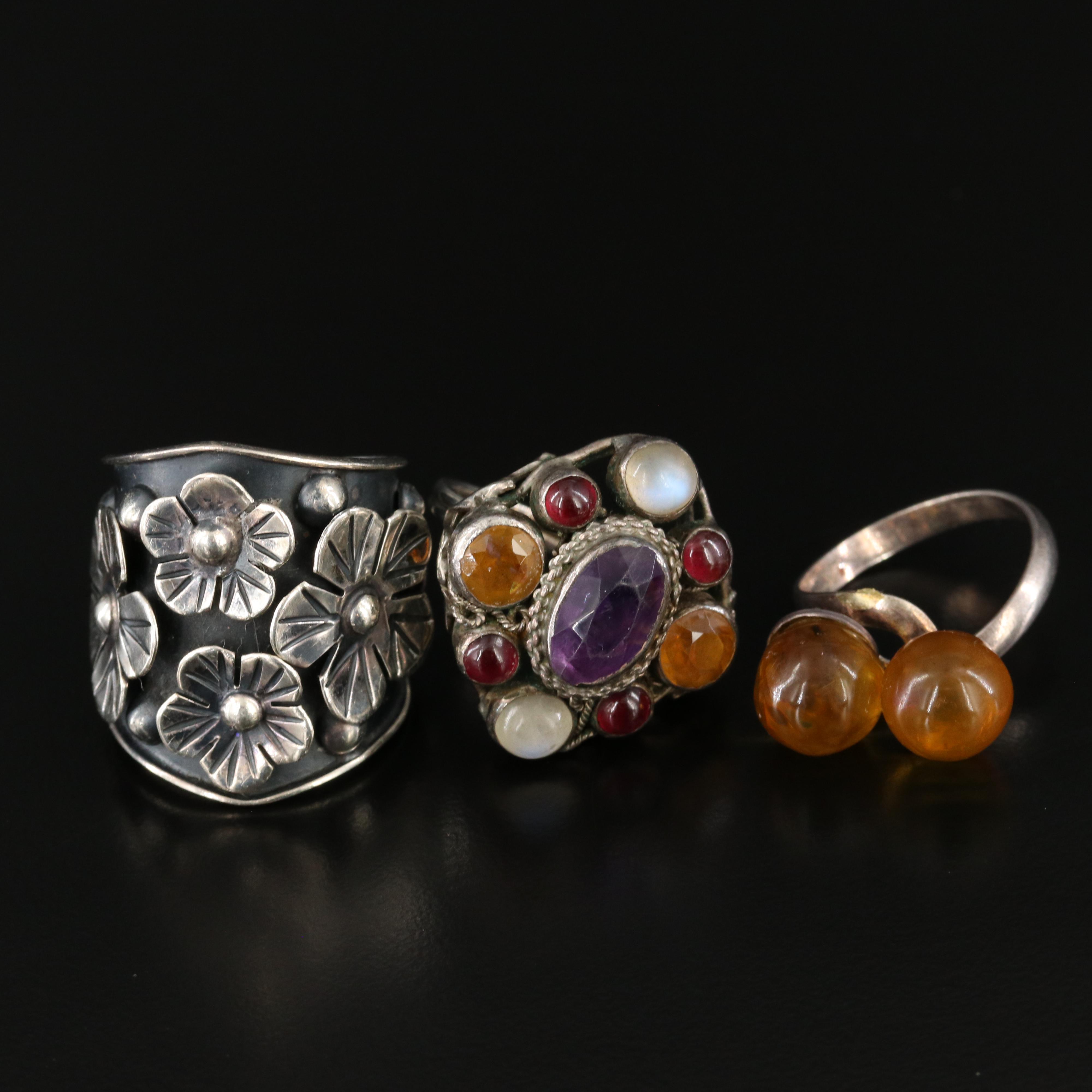 Ring Collection Featuring Sterling, Amethyst and Mother-of-Pearl
