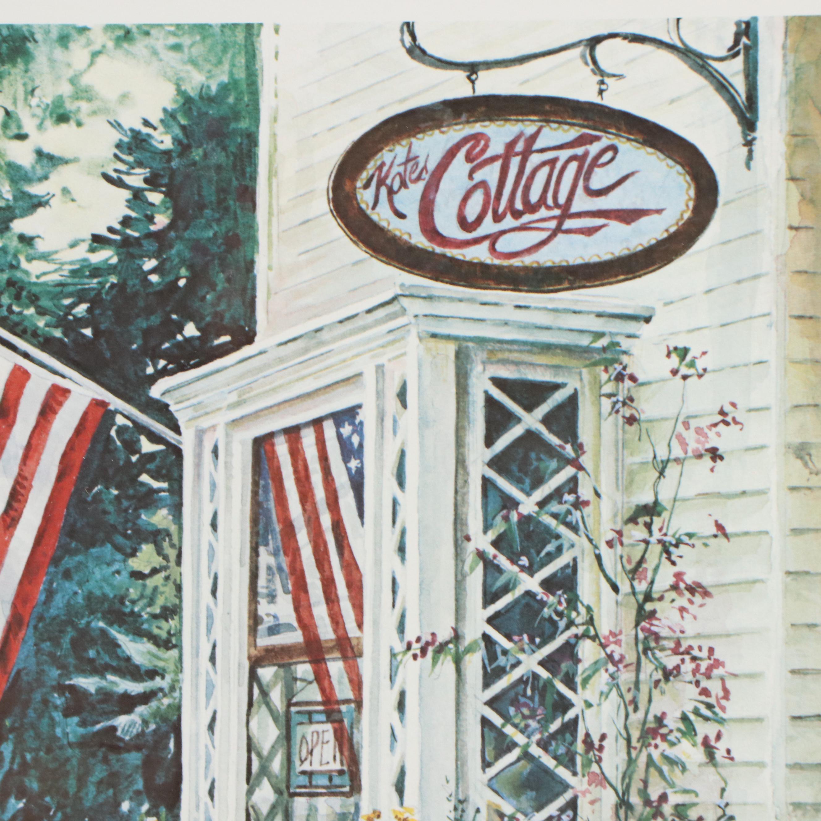 William Mangum Patio Landscape Offset Lithograph "Old Glory," 1989