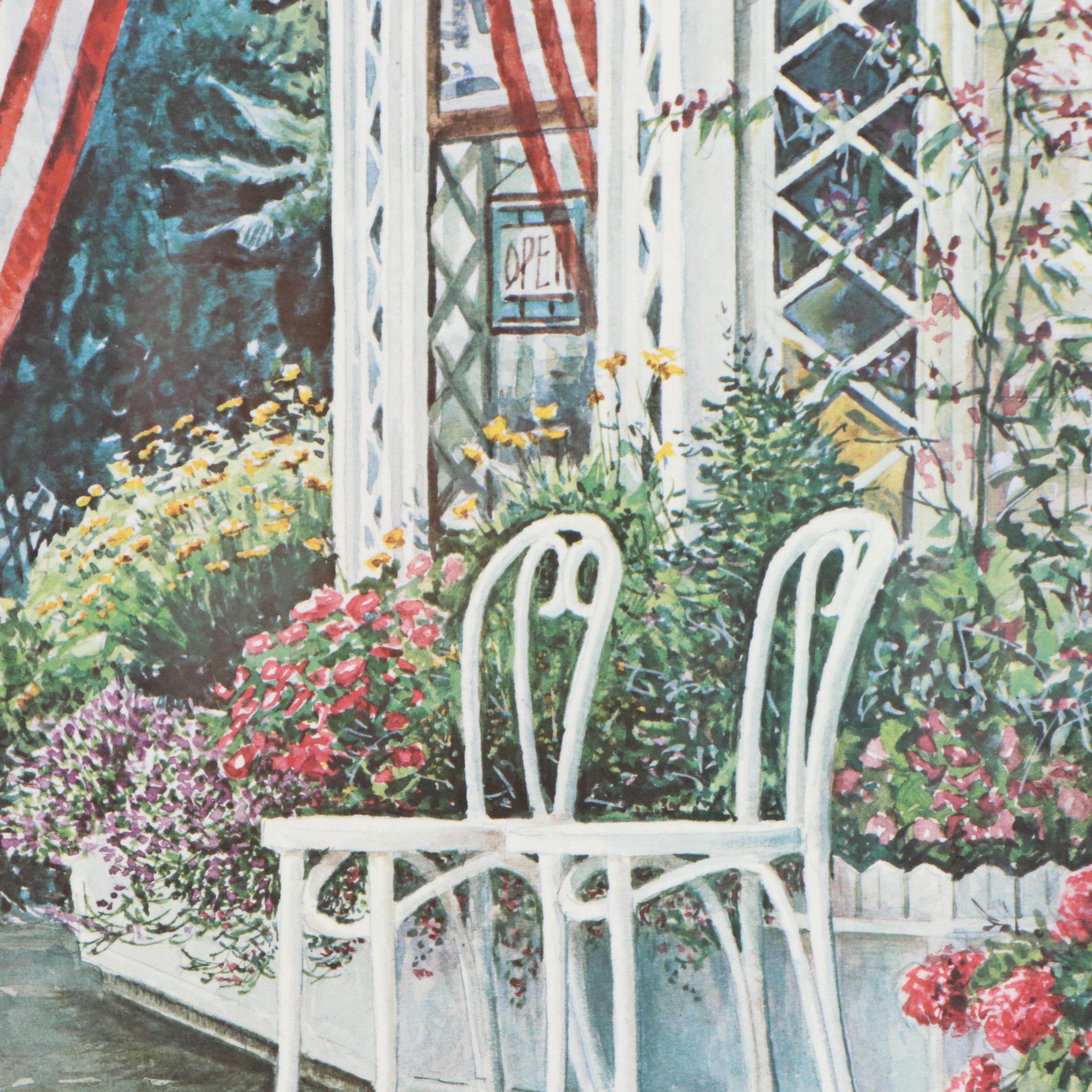 William Mangum Patio Landscape Offset Lithograph "Old Glory," 1989