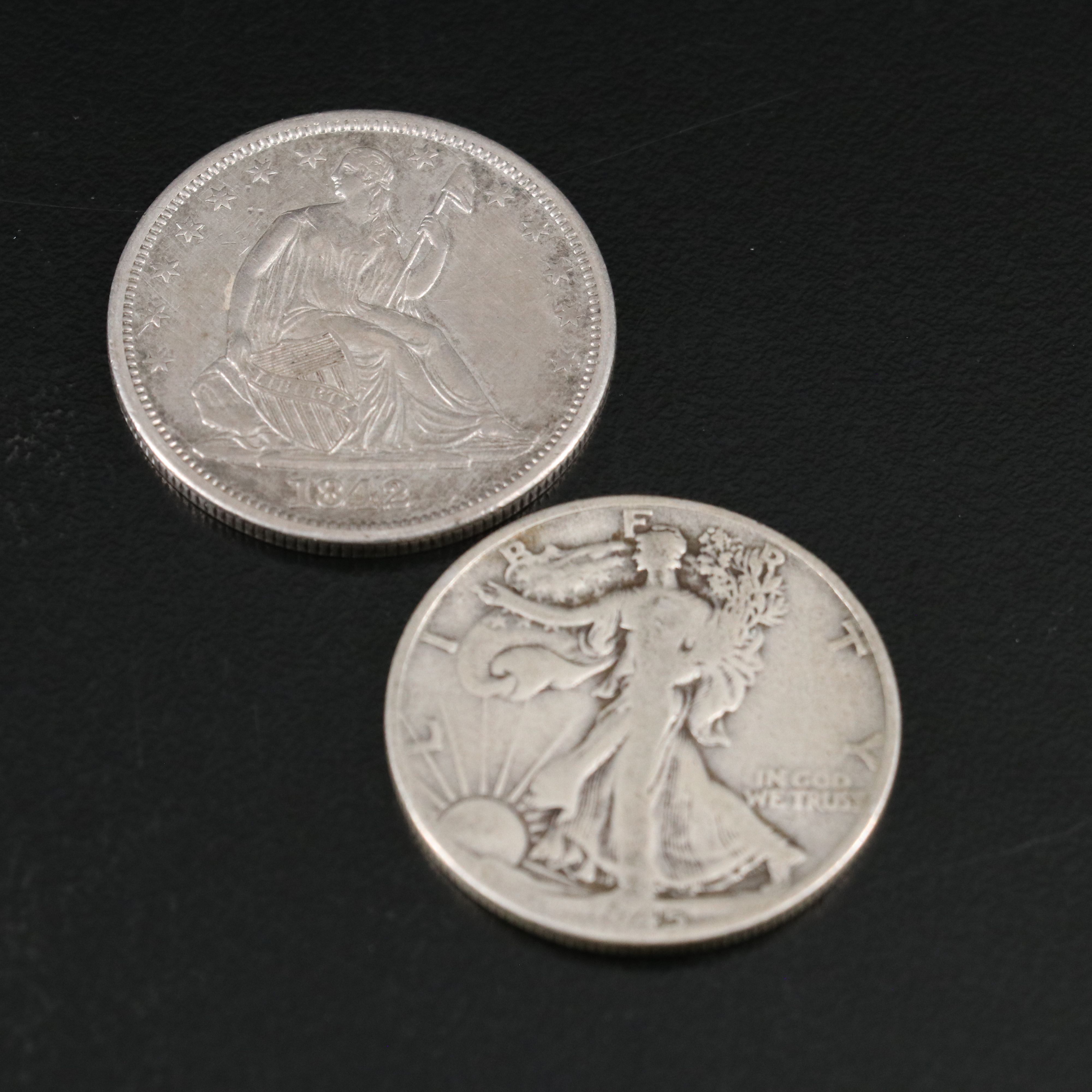 U.S. Silver Half Dollars Including 1842 Liberty Seated, and More