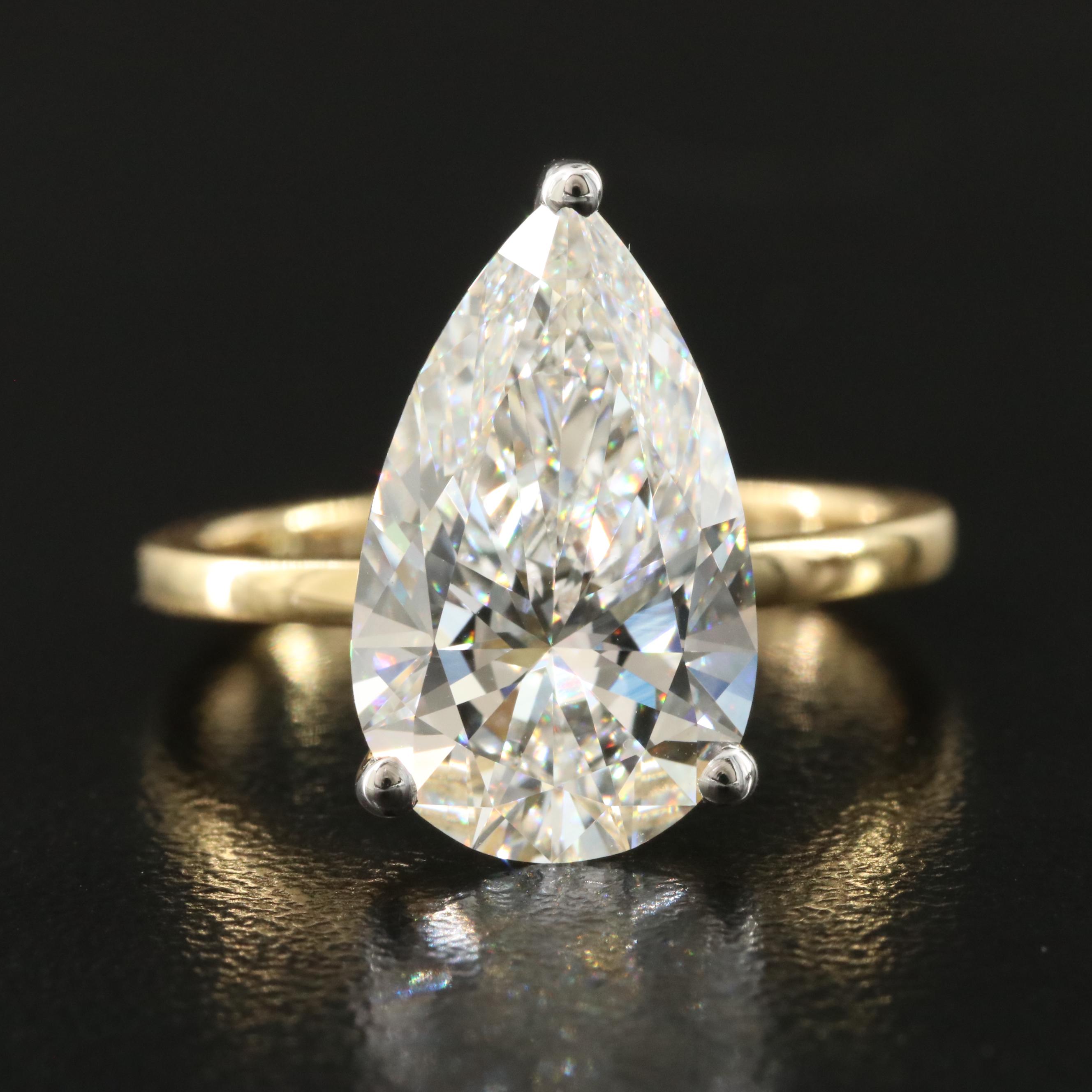 18K 4.35 CT Lab Grown Diamond Solitaire Ring with IGI Report