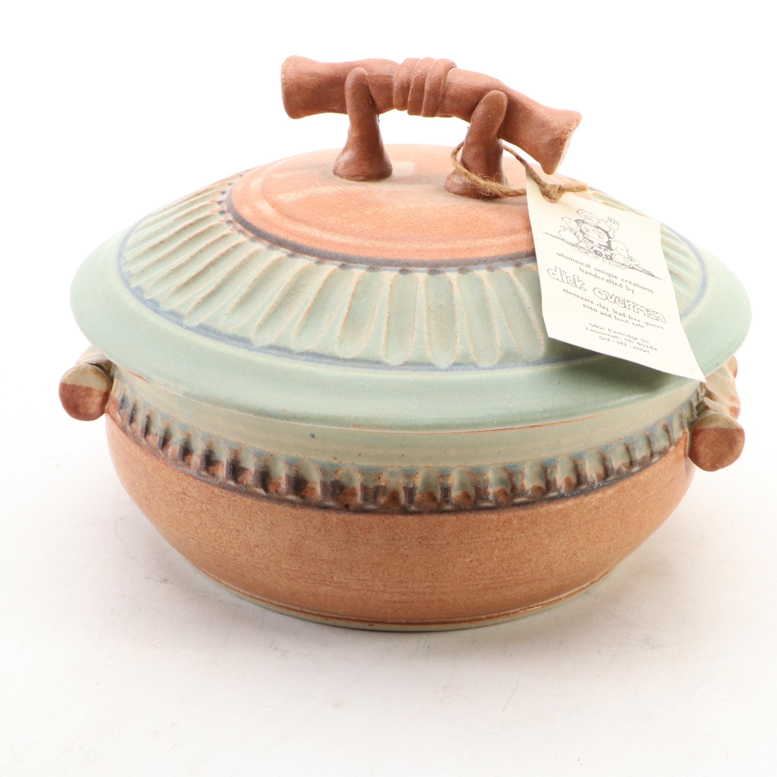 Dick Overman Studio Pottery Stoneware Lidded Vessel, 1977