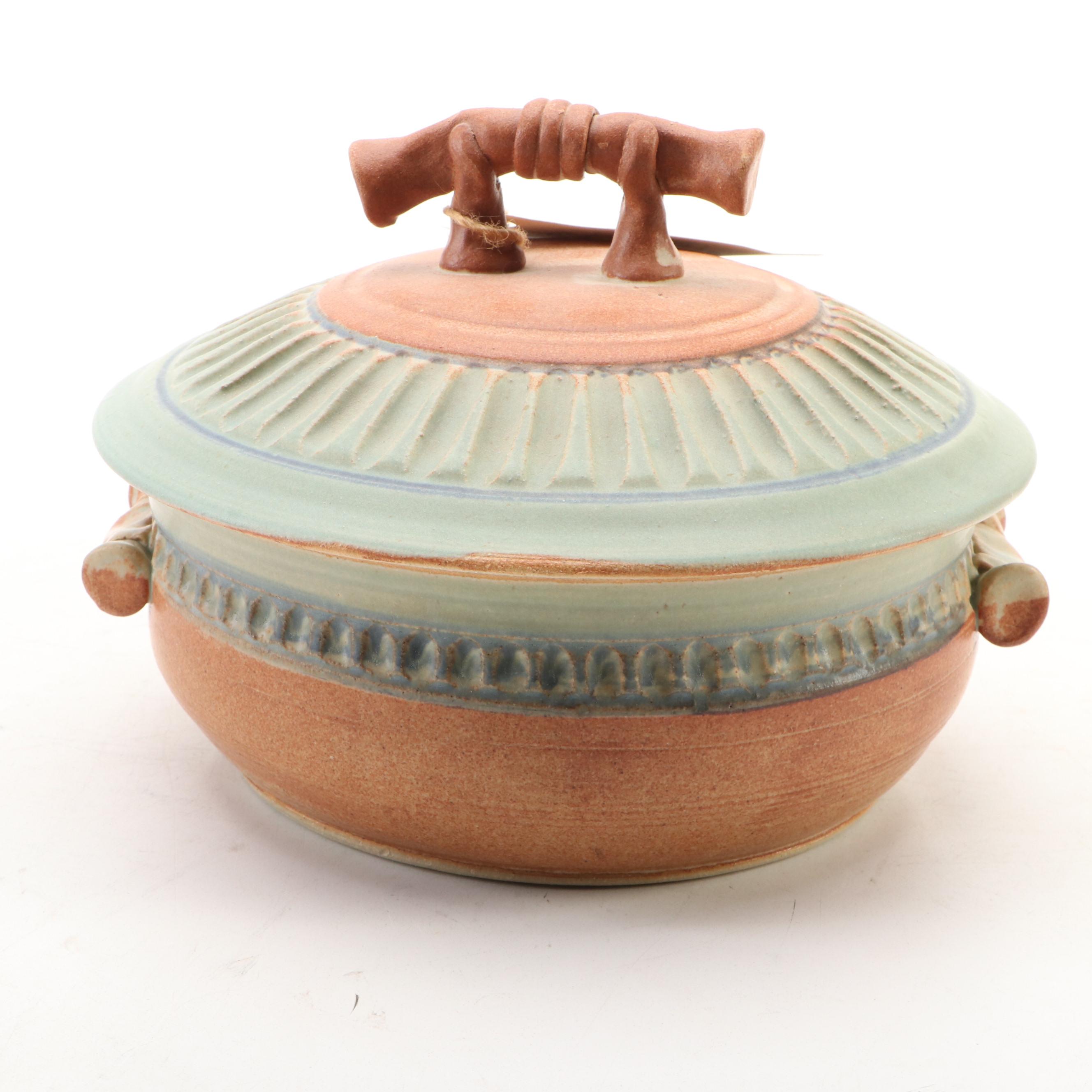 Dick Overman Studio Pottery Stoneware Lidded Vessel, 1977