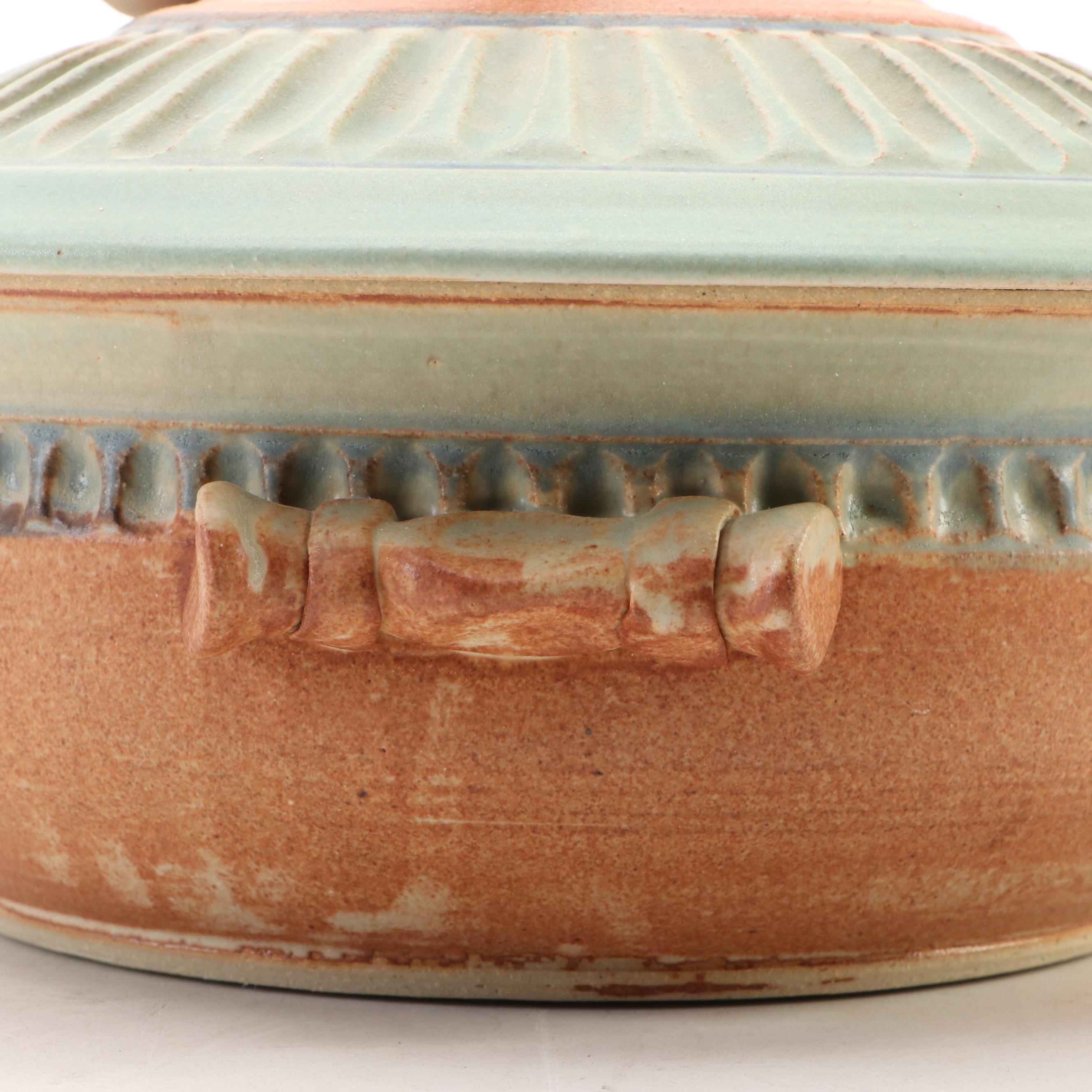 Dick Overman Studio Pottery Stoneware Lidded Vessel, 1977