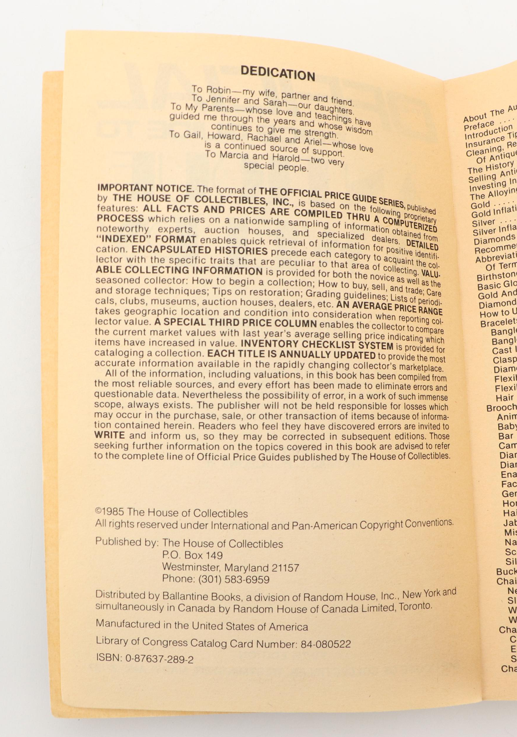 Jewelry, Pottery and Collectible Reference and Collecting Guides