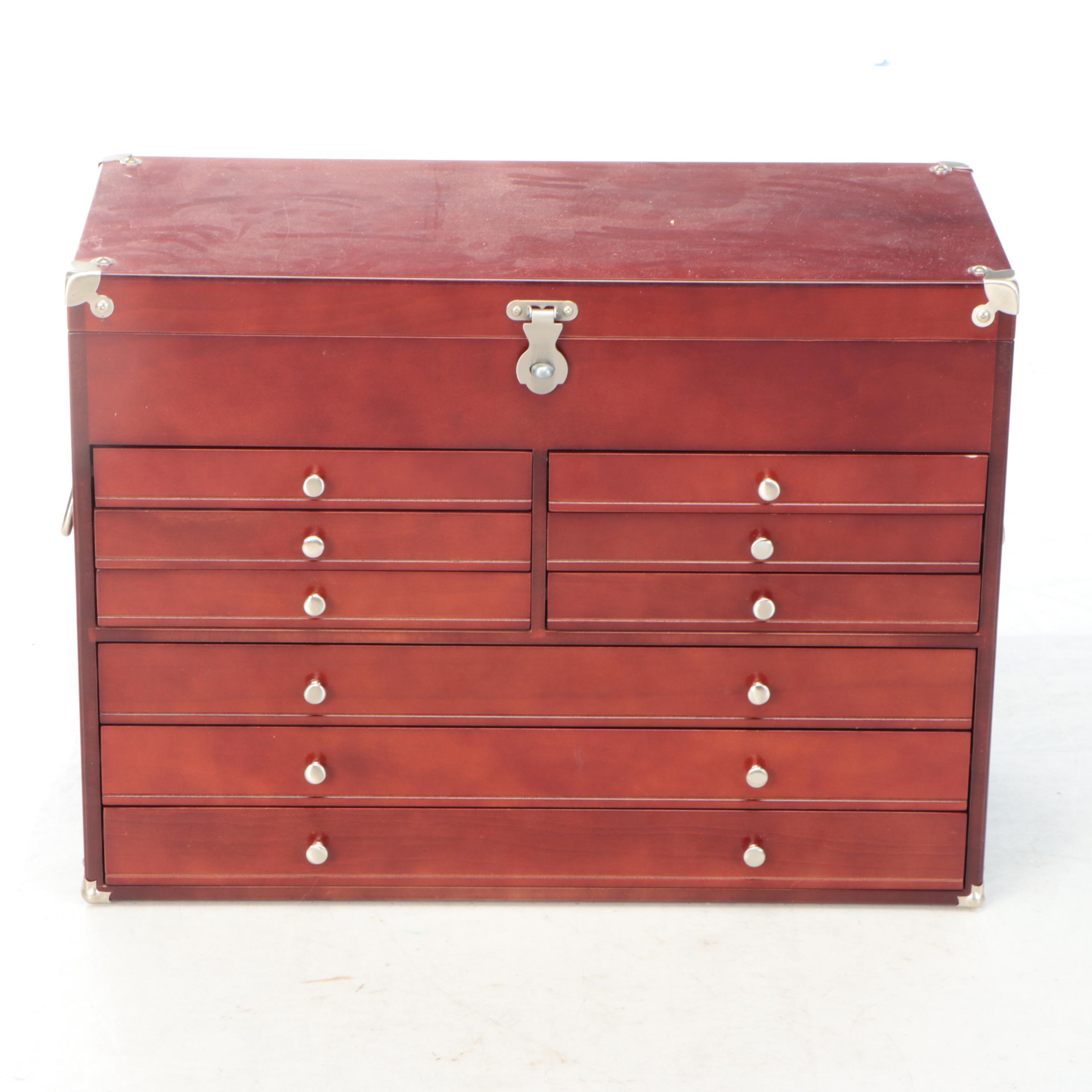 Nine-Drawer Wooden Jewelry Chest